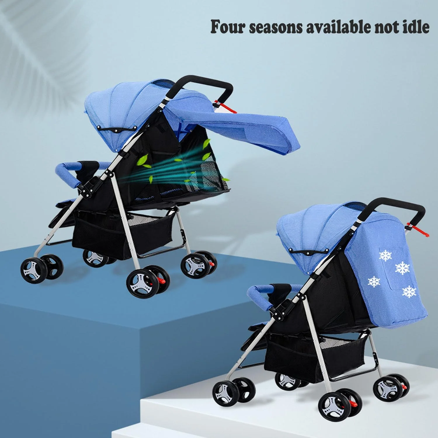 کالسکه مسافرتی سبک وزن AM ANNA - کالسکه چتری تاشو با زیرپایی/تکیه گاه قابل تنظیم، تاشو با یک دست برای نوزاد، سبد و کمربند ایمنی