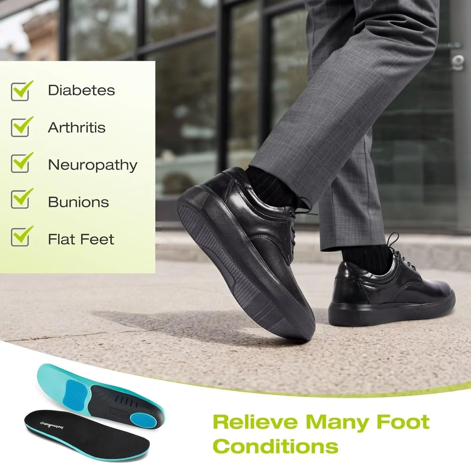 کفش های رسمی چرمی ارتوکامفورت مردانه: کفش های پیاده روی طبی با پشتیبانی از قوس پا برای پلانتار فاسیایتیس، کفش های غیر رسمی طبی مناسب کار و تسکین درد پاشنه و پا
