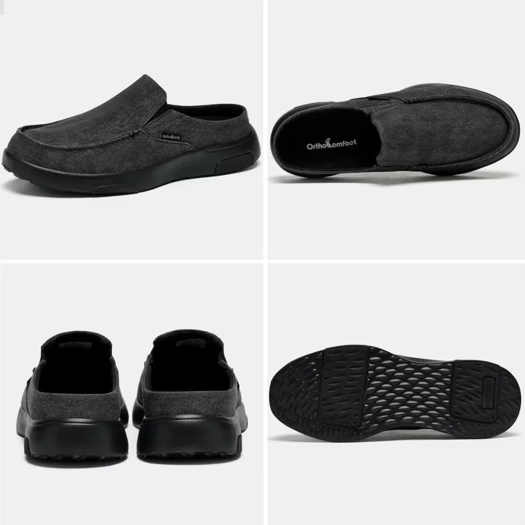 کفش‌های طبی مردانه OrthoComfoot، کفش‌های پیاده‌روی لغزنده: کفش‌های راحت و غیررسمی برای پلانتار فاسایتی، مشکی، کفش‌های مناسب فضای باز با پشتیبانی از قوس پا برای بهبود نوروپاتی، سایز 10