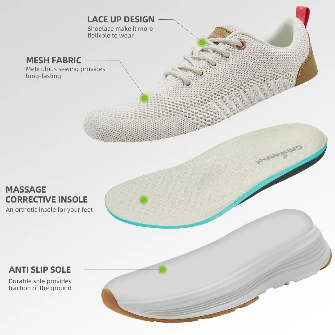 کفش های کلاگ راحت ارتوکامفوت زنانه، کفش های لغزنده با پشتیبانی از قوس پا برای پلانتار فاشیایتیس، کفش های قایقی تخت وینتیج اوقات فراغت بژ سایز 8.5