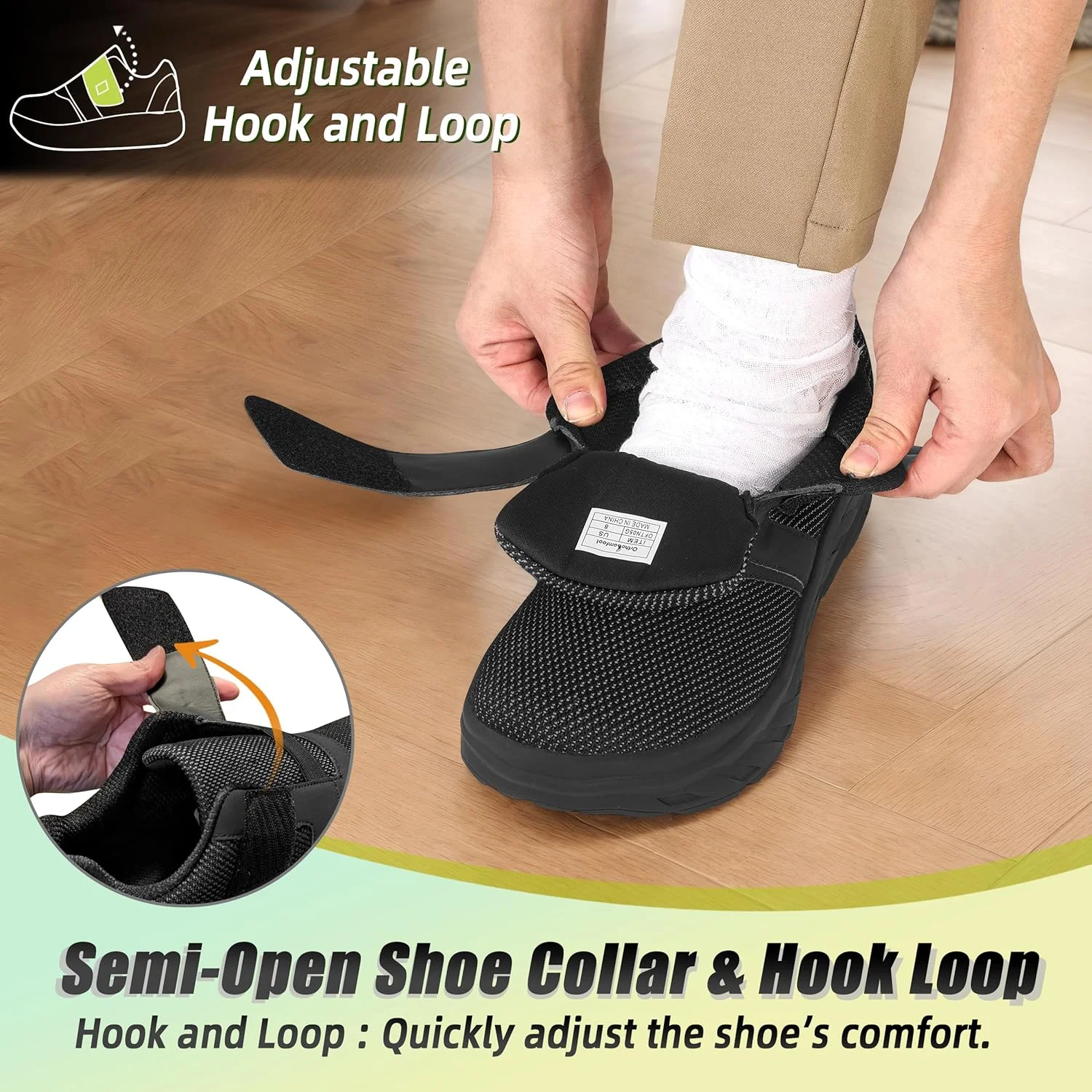 کفش پیاده روی ارتوپدی دیابتی مردانه OrthoComfoot: کفش‌های کتانی راحت با پشتیبانی از قوس و بالشتک، مناسب برای پلانتار فاسیایتیس، کفش‌های کار قابل تنظیم برای پای متورم با قوس بلند ارتوپدی برای درد مچ پا و پاشنه