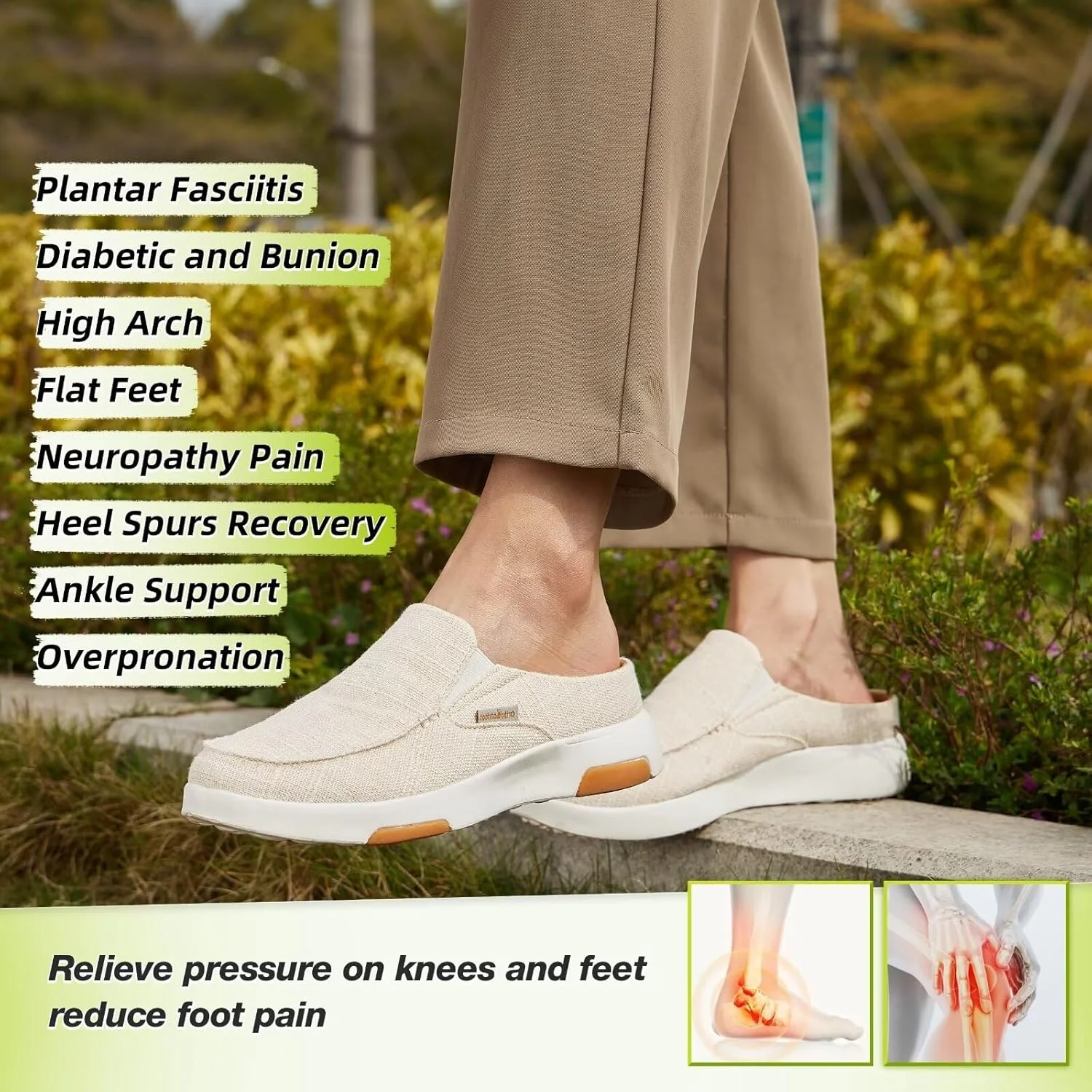 کفش های کالج ارتوپدی زنانه OrthoComfoot: دمپایی های طبی با پشتیبانی قوس پا برای پلانتار فاسیایتیس، کفش های راحتی بومیو ارتوپدی برای تسکین درد پاشنه پا