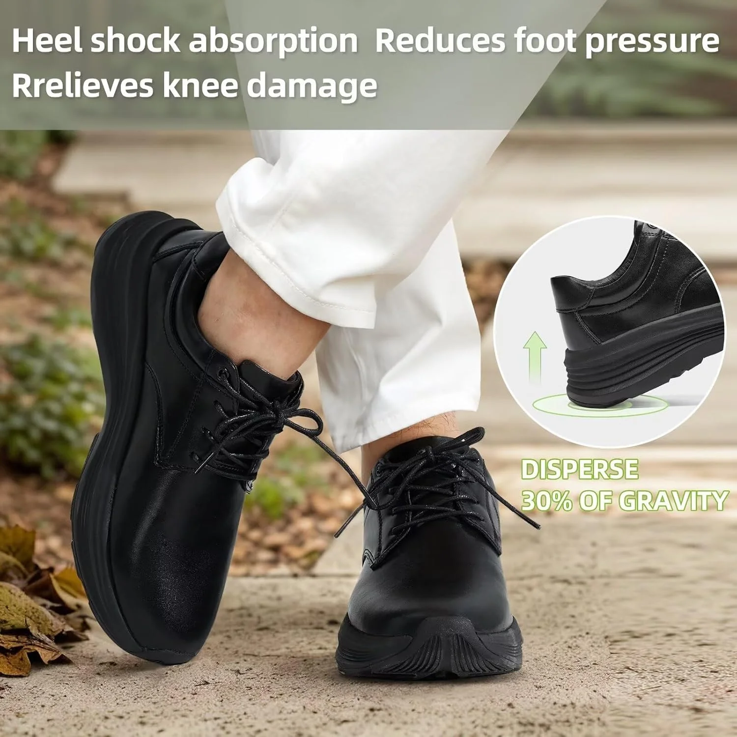 کفش آکسفورد رسمی چرمی ارتوکامفورت مردانه، کفش پیاده روی طبی با پشتیبانی از قوس پا برای پلانتار فاسیایتیس، کفش کتانی نرم ضد لغزش و شیک برای درد پا و پاشنه