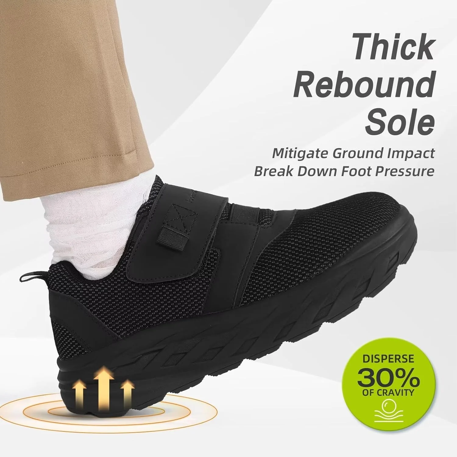 کفش پیاده روی ارتوپدی دیابتی مردانه OrthoComfoot: کفش‌های کتانی راحت با پشتیبانی از قوس و بالشتک، مناسب برای پلانتار فاسیایتیس، کفش‌های کار قابل تنظیم برای پای متورم با قوس بلند ارتوپدی برای درد مچ پا و پاشنه