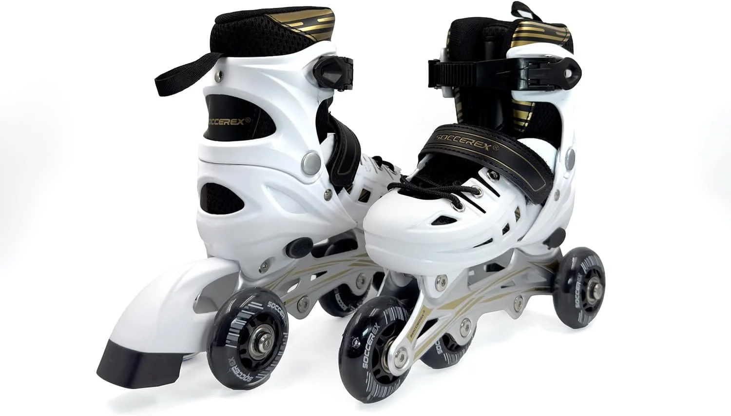 کفش های اسکیت اینلاین و رولر ساکسرکس برای کودکان، نوجوانان و بزرگسالان، کفش های اسکیت اینلاین قابل تنظیم برای مبتدیان، مجموعه کامل با کلاه ایمنی و محافظ. (31-42)