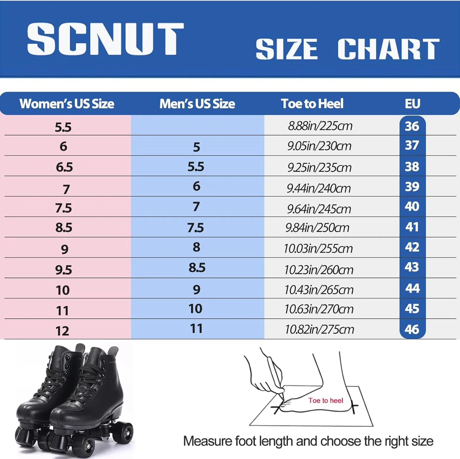اسکیت های SCNUT زنانه مردانه ساق بلند چرم PU مشکی کلاسیک دو ردیفه قابل تنظیم اسکیت های چهارگوش داخل و خارج از منزل و رولر دربی اسکیت های SCNUT زنانه مردانه ساق بلند چرم PU مشکی کلاسیک دو ردیفه قابل تنظیم اسکیت های چهارگوش داخل و خارج از منزل و رولر دربی