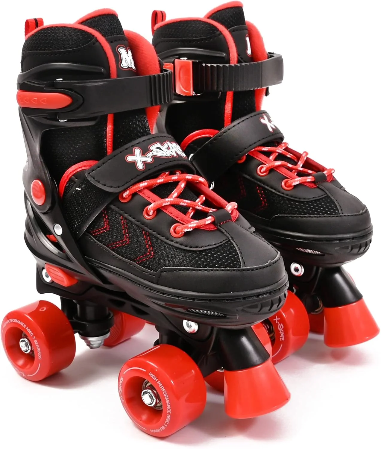اسکیت های چهار چرخ قابل تنظیم M.Y X-Skate برای بزرگسالان، مشکی و قرمز