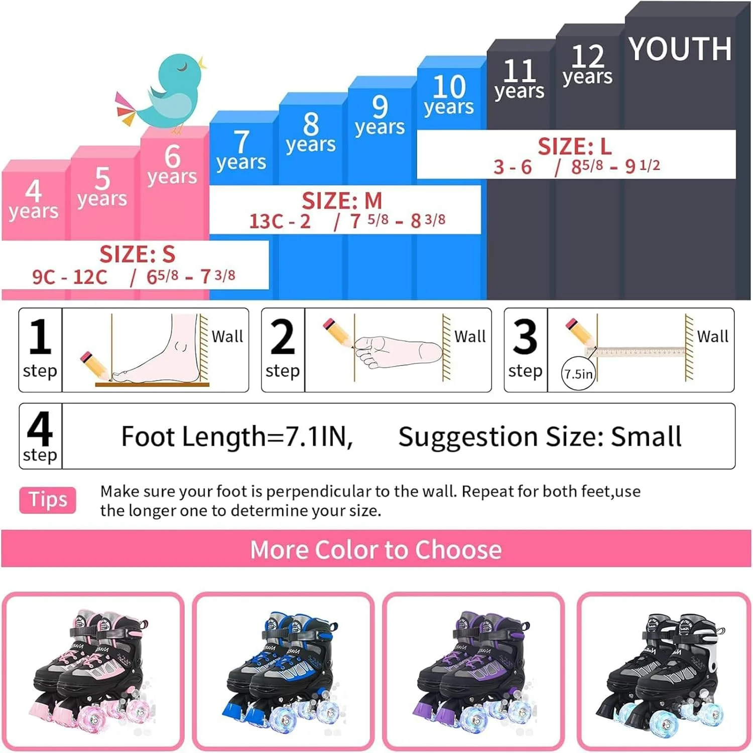 MammyGol Roller Skates for Kids Boys Girls, Adjustable Quad Skates with Light Up Wheels for Toddler Little Kids Ages 6-12, Beginners Outdoor Sports MammyGol Roller Skates for Kids Boys Girls, Adjustable Quad Skates with Light Up Wheels for Toddler Little Kids Ages 6-12, Beginners Outdoor Sports