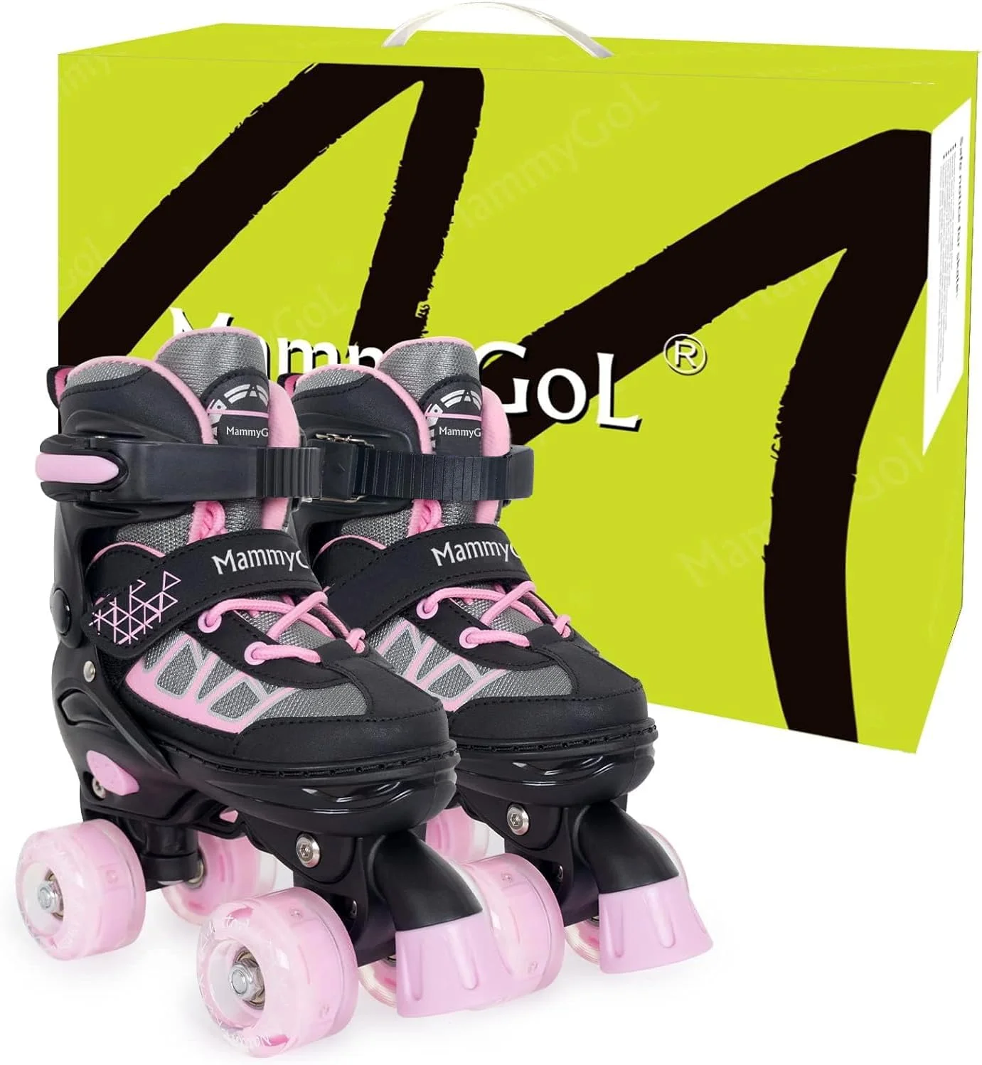 MammyGol Roller Skates for Kids Boys Girls, Adjustable Quad Skates with Light Up Wheels for Toddler Little Kids Ages 6-12, Beginners Outdoor Sports MammyGol Roller Skates for Kids Boys Girls, Adjustable Quad Skates with Light Up Wheels for Toddler Little Kids Ages 6-12, Beginners Outdoor Sports