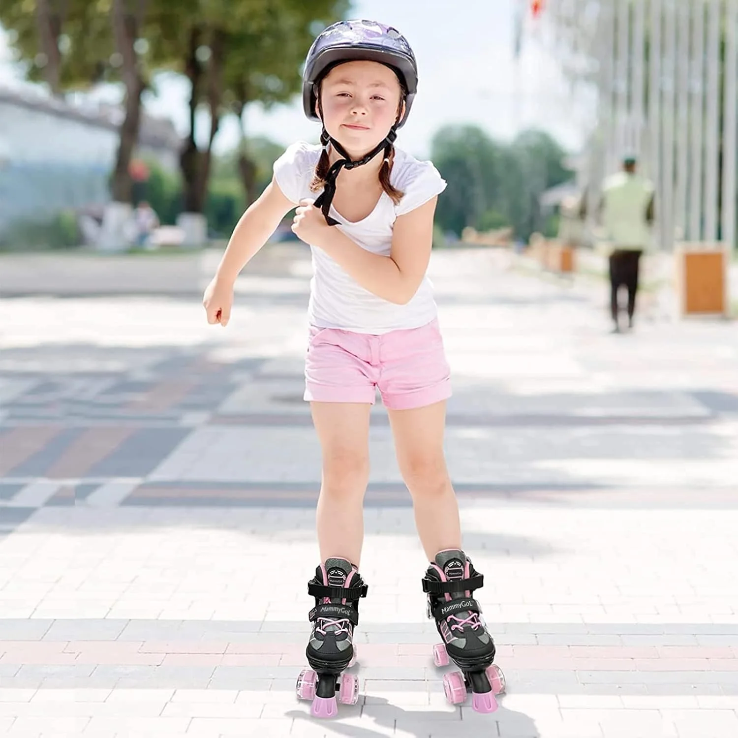 MammyGol Roller Skates for Kids Boys Girls, Adjustable Quad Skates with Light Up Wheels for Toddler Little Kids Ages 6-12, Beginners Outdoor Sports MammyGol Roller Skates for Kids Boys Girls, Adjustable Quad Skates with Light Up Wheels for Toddler Little Kids Ages 6-12, Beginners Outdoor Sports