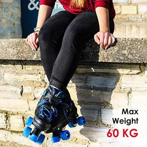 اسکیت های غلتکی چهار چرخ قابل تنظیم M.Y X-Skate، مشکی و آبی اسکیت های غلتکی چهار چرخ قابل تنظیم M.Y X-Skate، مشکی و آبی