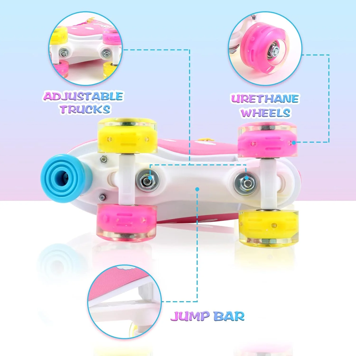 LIKU Quad Roller Skates for Girl and Women with All Wheel Light Up,Indoor/Outdoor Lace-Up Fun Illuminating Roller Skate for Kid LIKU Quad Roller Skates for Girl and Women with All Wheel Light Up,Indoor/Outdoor Lace-Up Fun Illuminating Roller Skate for Kid