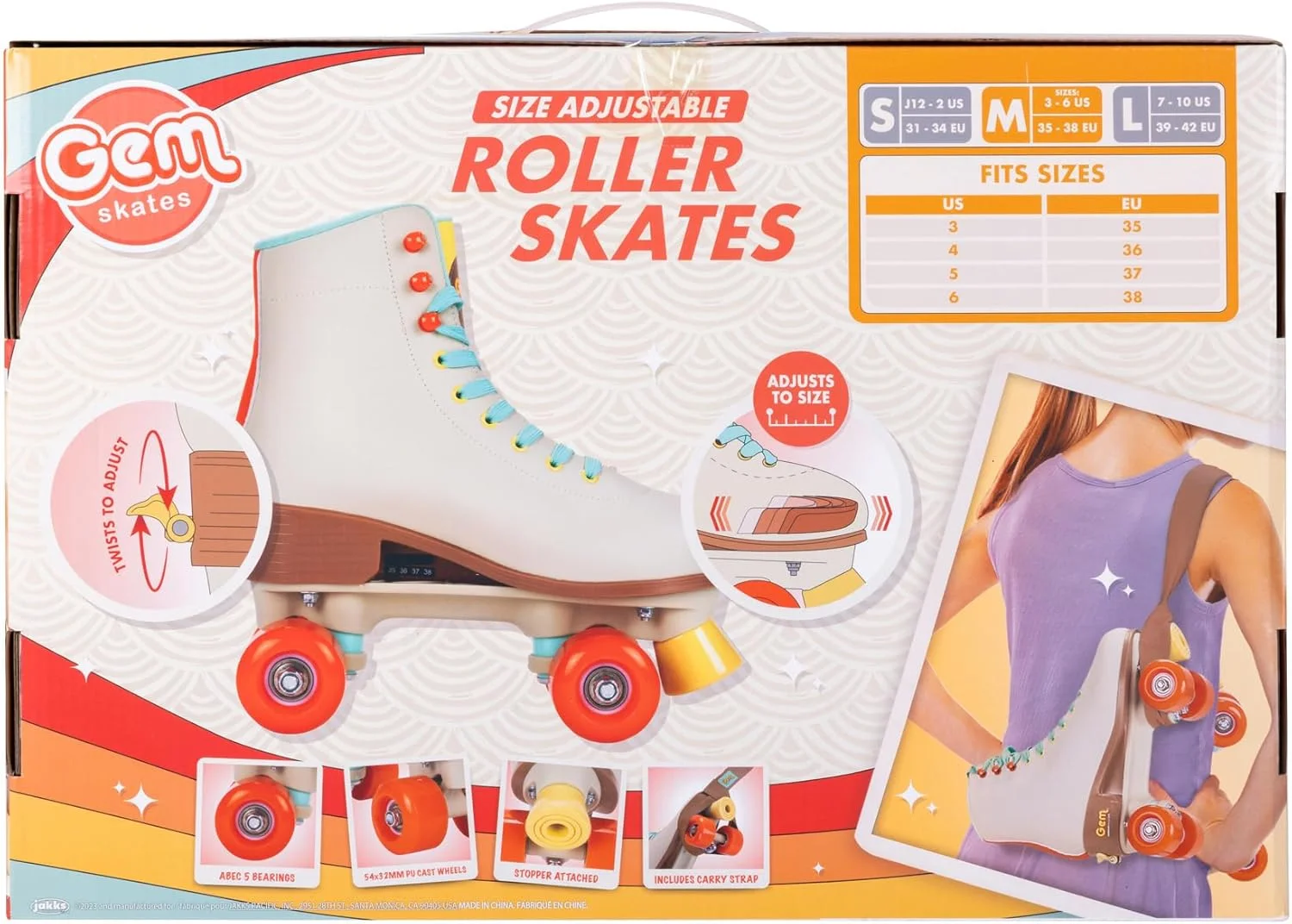 اسکیت های چهار چرخ GEM SKATES رنگ بندی 7 سایز - متوسط اسکیت های چهار چرخ GEM SKATES رنگ بندی 7 سایز - متوسط