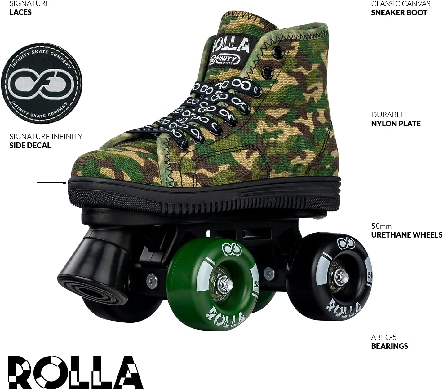 اسکیت های رولر Crazy Skates Rolla برای پسران و دختران - اسکیت های چهار چرخ بچه گانه به سبک کتانی