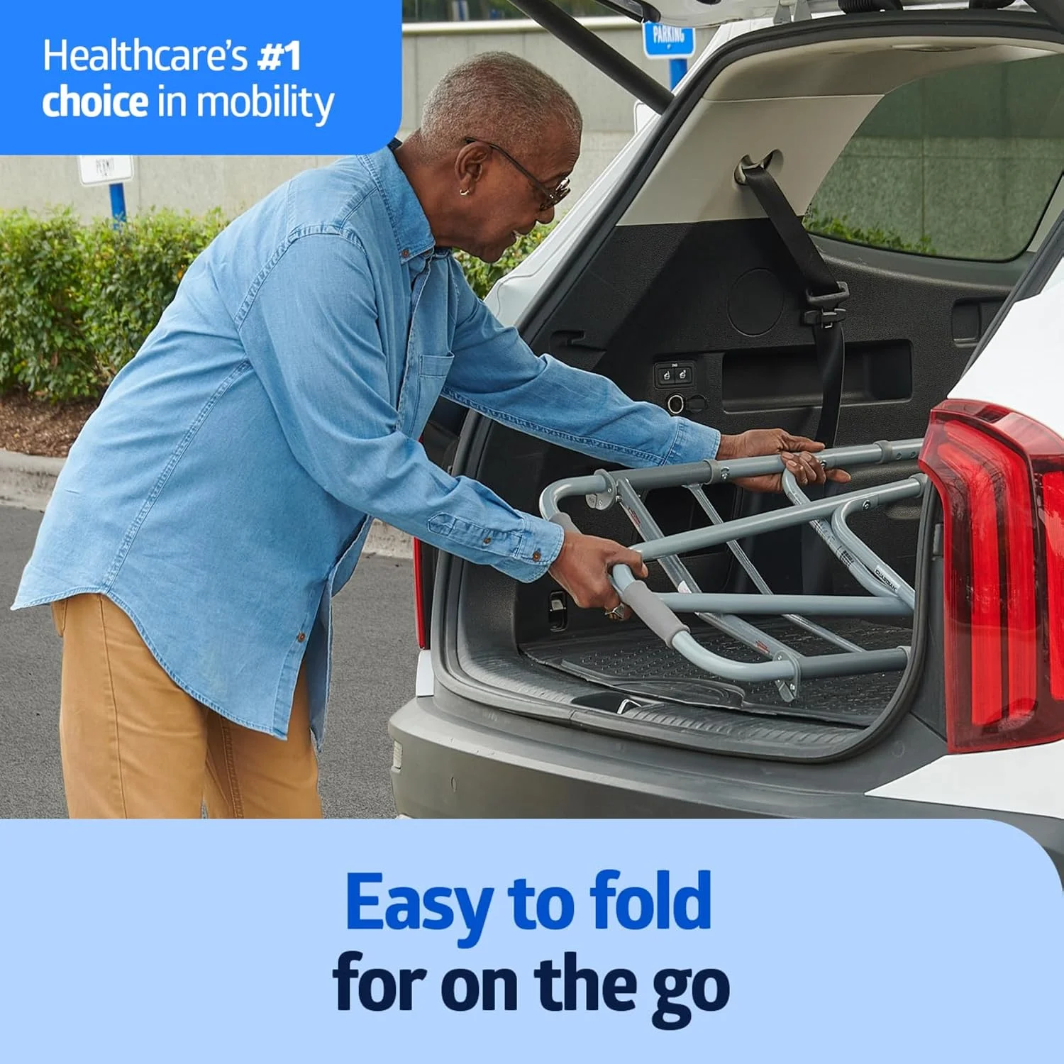 واکر تاشو دو دکمه ای ایزی کر مدل MDS86410W54BH با چرخ های 5 اینچی