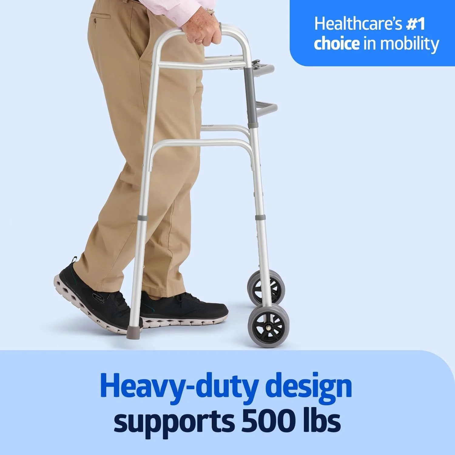 واکر تاشو سنگین وزن Medline Bariatric با چرخ های 5 اینچی و دستگیره های پلاستیکی بادوام واکر تاشو سنگین وزن Medline Bariatric با چرخ های 5 اینچی و دستگیره های پلاستیکی بادوام