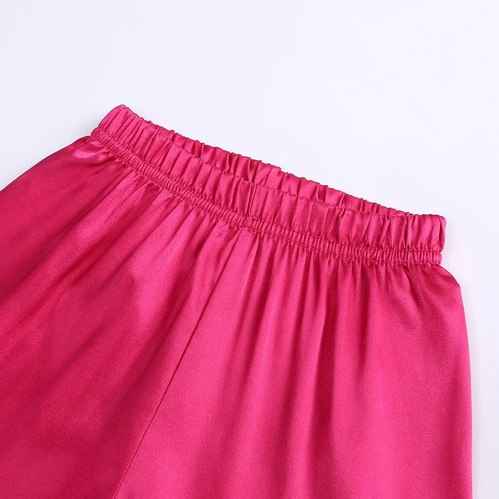 ست لباس خواب ساتن دو تکه بچه گانه MYGBCPJS، لباس خواب دکمه دار، لباس راحتی، پیژامه، تاپ آستین کوتاه + شلوار ست لباس خواب ساتن دو تکه بچه گانه MYGBCPJS، لباس خواب دکمه دار، لباس راحتی، پیژامه، تاپ آستین کوتاه + شلوار