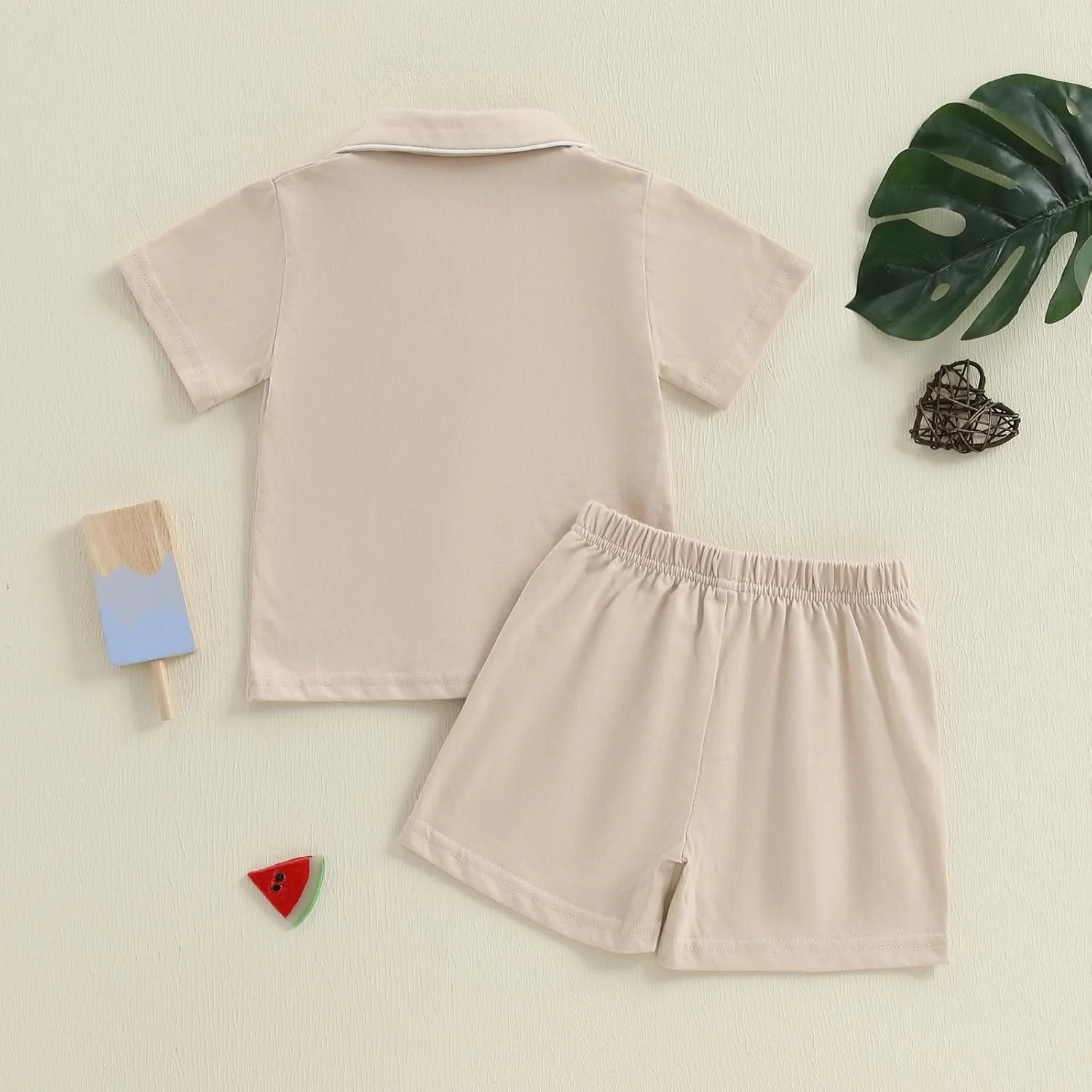 ست پیژامه 2 تکه پسرانه و دخترانه MAHUAOYIXI، آستین کوتاه، یقه برگردان، دکمه دار، شورت با کمر کشی، لباس خواب راحتی ست پیژامه 2 تکه پسرانه و دخترانه MAHUAOYIXI، آستین کوتاه، یقه برگردان، دکمه دار، شورت با کمر کشی، لباس خواب راحتی