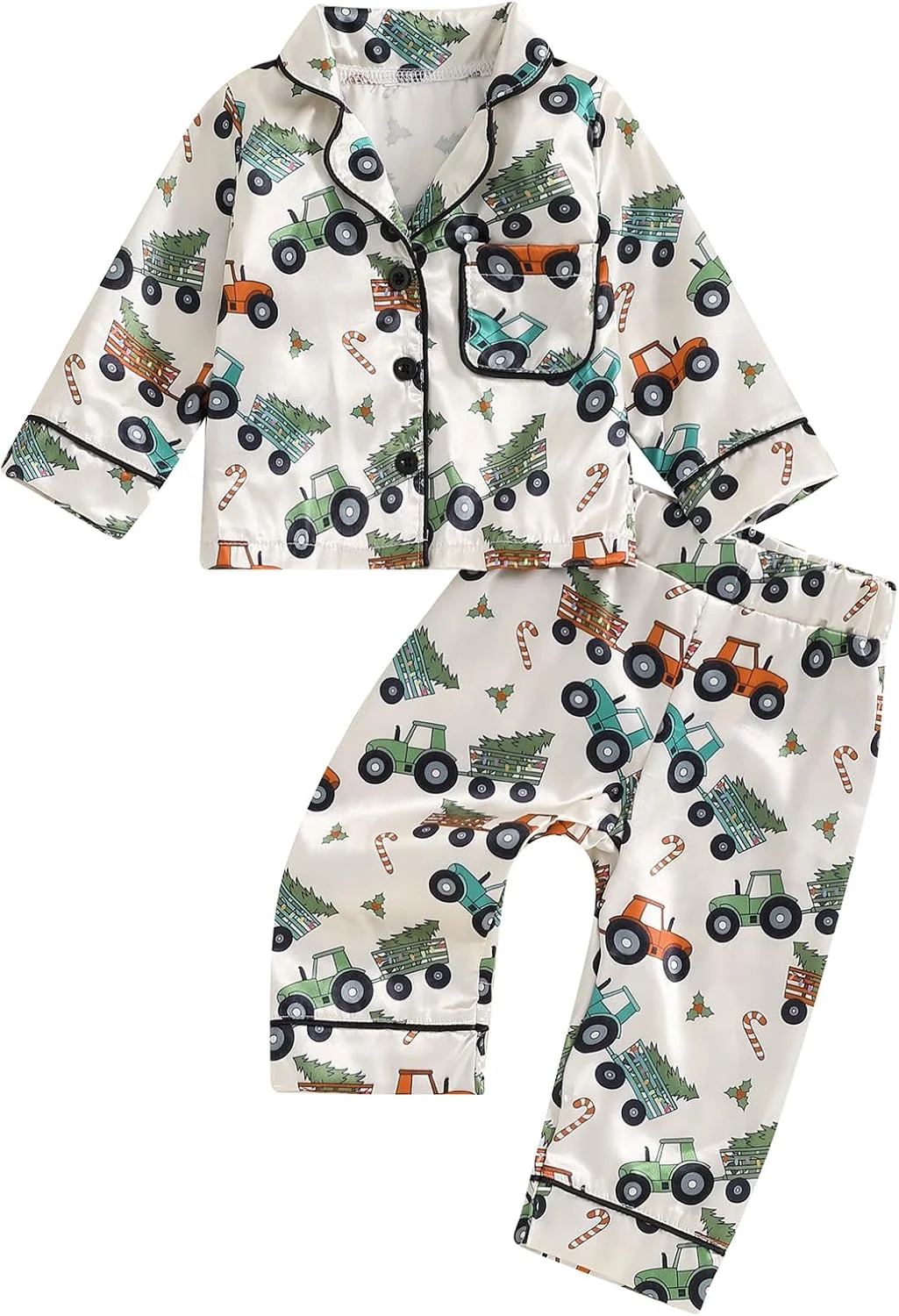 Loalirando ست لباس خواب کریسمس پسرانه بچه گانه طرح کامیون و درخت، پیراهن آستین بلند دکمه دار با شلوار، لباس خواب و استراحت کریسمس، ست 2 تکه لباس راحتی بچه گانه Loalirando ست لباس خواب کریسمس پسرانه بچه گانه طرح کامیون و درخت، پیراهن آستین بلند دکمه دار با شلوار، لباس خواب و استراحت کریسمس، ست 2 تکه لباس راحتی بچه گانه