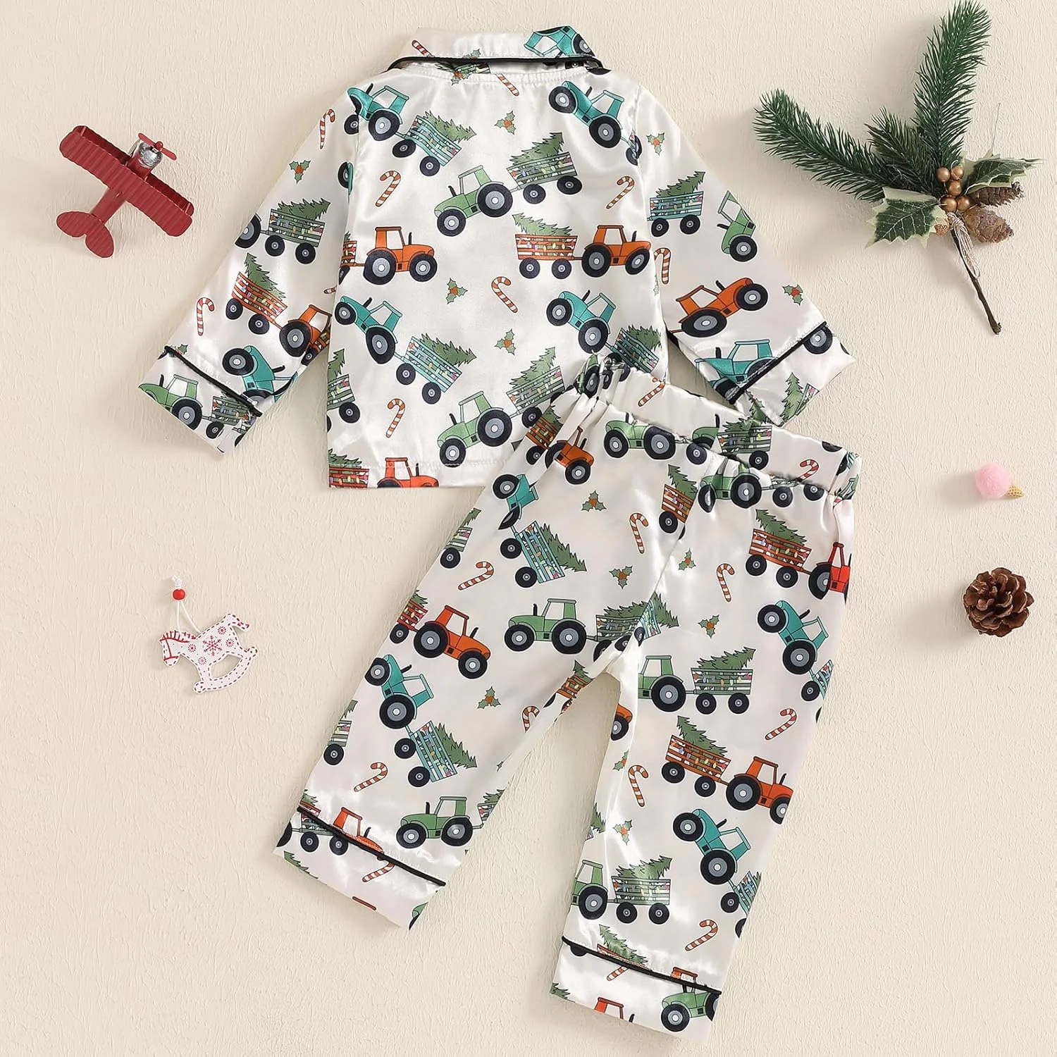 Loalirando ست لباس خواب کریسمس پسرانه بچه گانه طرح کامیون و درخت، پیراهن آستین بلند دکمه دار با شلوار، لباس خواب و استراحت کریسمس، ست 2 تکه لباس راحتی بچه گانه Loalirando ست لباس خواب کریسمس پسرانه بچه گانه طرح کامیون و درخت، پیراهن آستین بلند دکمه دار با شلوار، لباس خواب و استراحت کریسمس، ست 2 تکه لباس راحتی بچه گانه