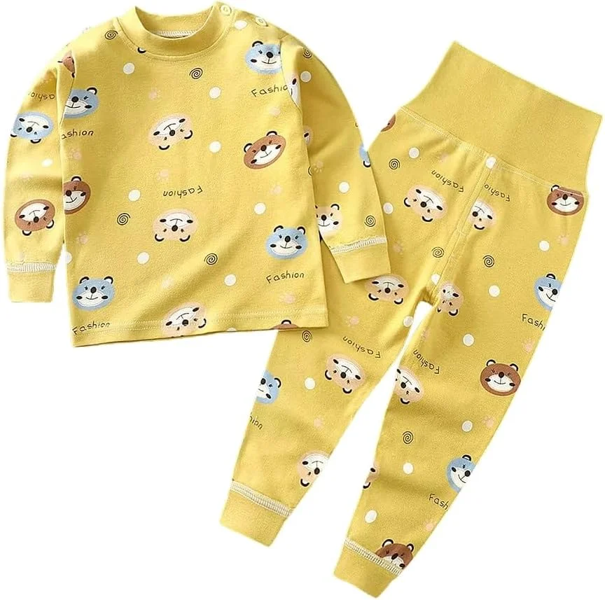 ست لباس خواب نوزاد و کودک نوپا کیلكاری - طرح حیوانات زرد، لباس خواب پنبه ای ست لباس خواب نوزاد و کودک نوپا کیلكاری - طرح حیوانات زرد، لباس خواب پنبه ای