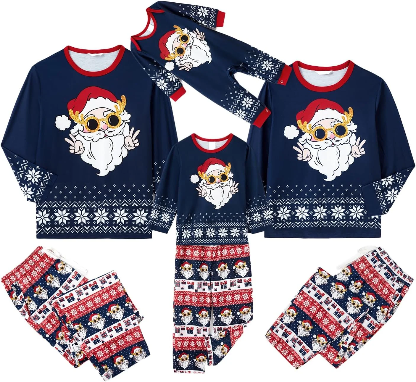 ست لباس خواب کریسمس خانوادگی IFFEI، تاپ آستین بلند با طرح شاخ گوزن و شلوار چهارخانه، لباس راحتی، ست پیژامه