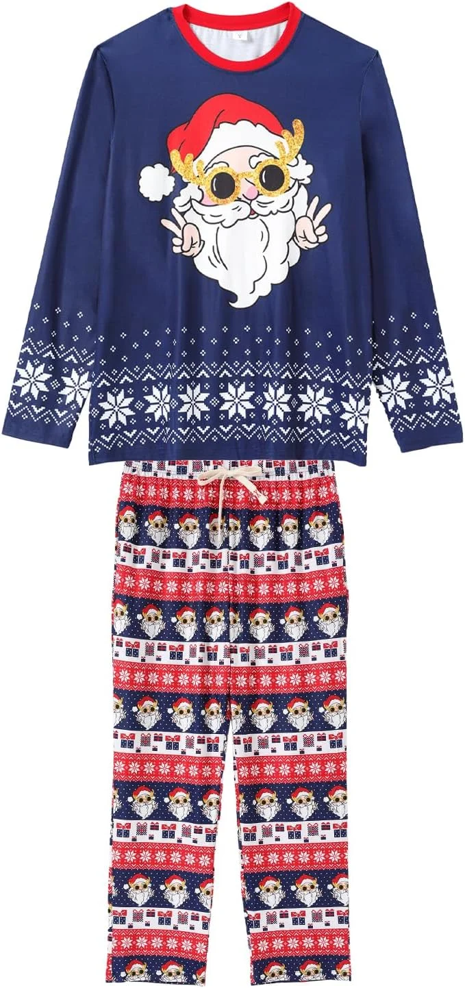 ست لباس خواب کریسمس خانوادگی IFFEI، تاپ آستین بلند با طرح شاخ گوزن و شلوار چهارخانه، لباس راحتی، ست پیژامه ست لباس خواب کریسمس خانوادگی IFFEI، تاپ آستین بلند با طرح شاخ گوزن و شلوار چهارخانه، لباس راحتی، ست پیژامه