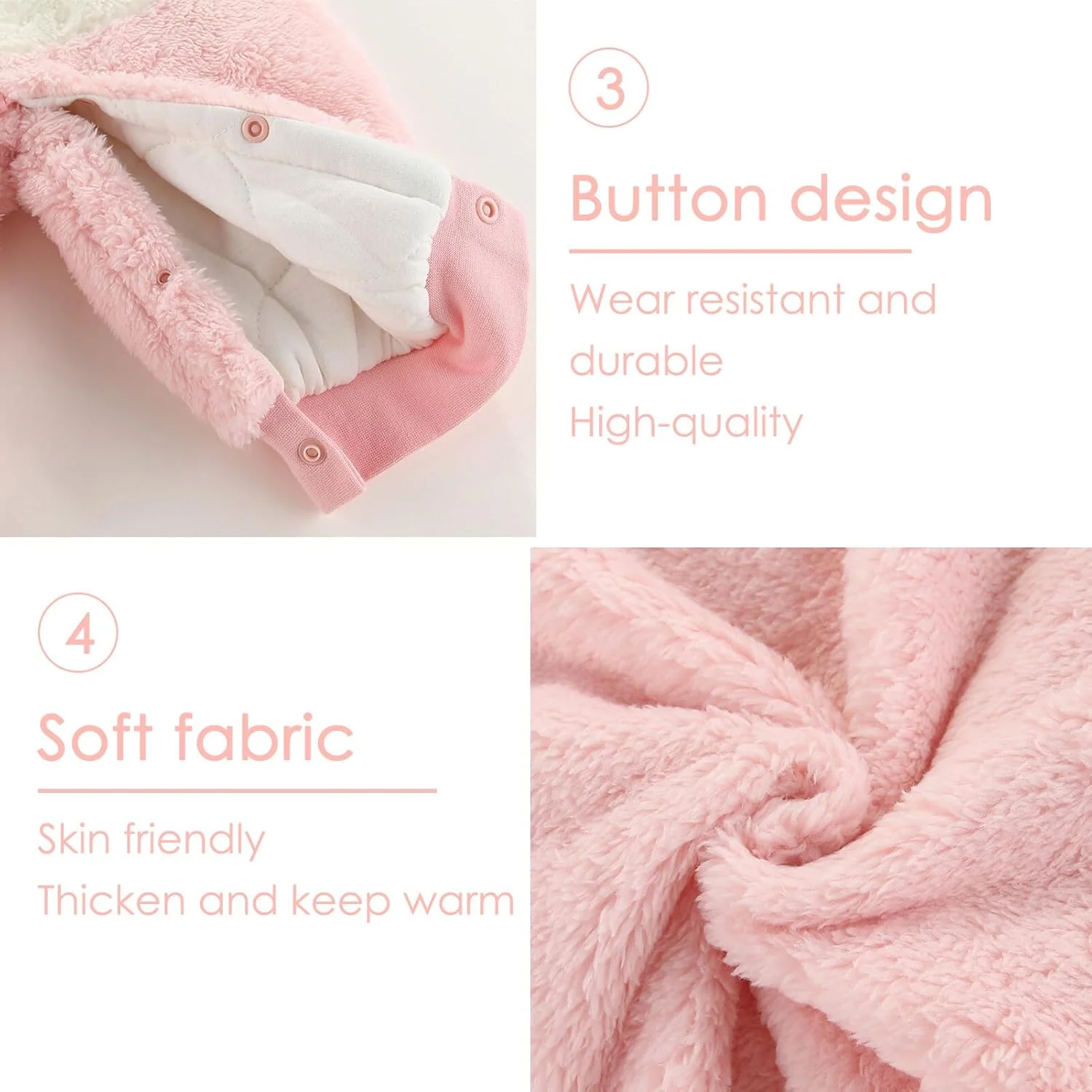 هپی چری - جامپسوت پشمی نوزادی آستین بلند کلاه دار، رامپر یک تکه گرم، لباس زمستانی نوزاد، لباس برفی کودک نوپا با گوش خرسی، بادی پنبه ای ضخیم و مخمل خواب دار برای 0-18 ماه هپی چری - جامپسوت پشمی نوزادی آستین بلند کلاه دار، رامپر یک تکه گرم، لباس زمستانی نوزاد، لباس برفی کودک نوپا با گوش خرسی، بادی پنبه ای ضخیم و مخمل خواب دار برای 0-18 ماه