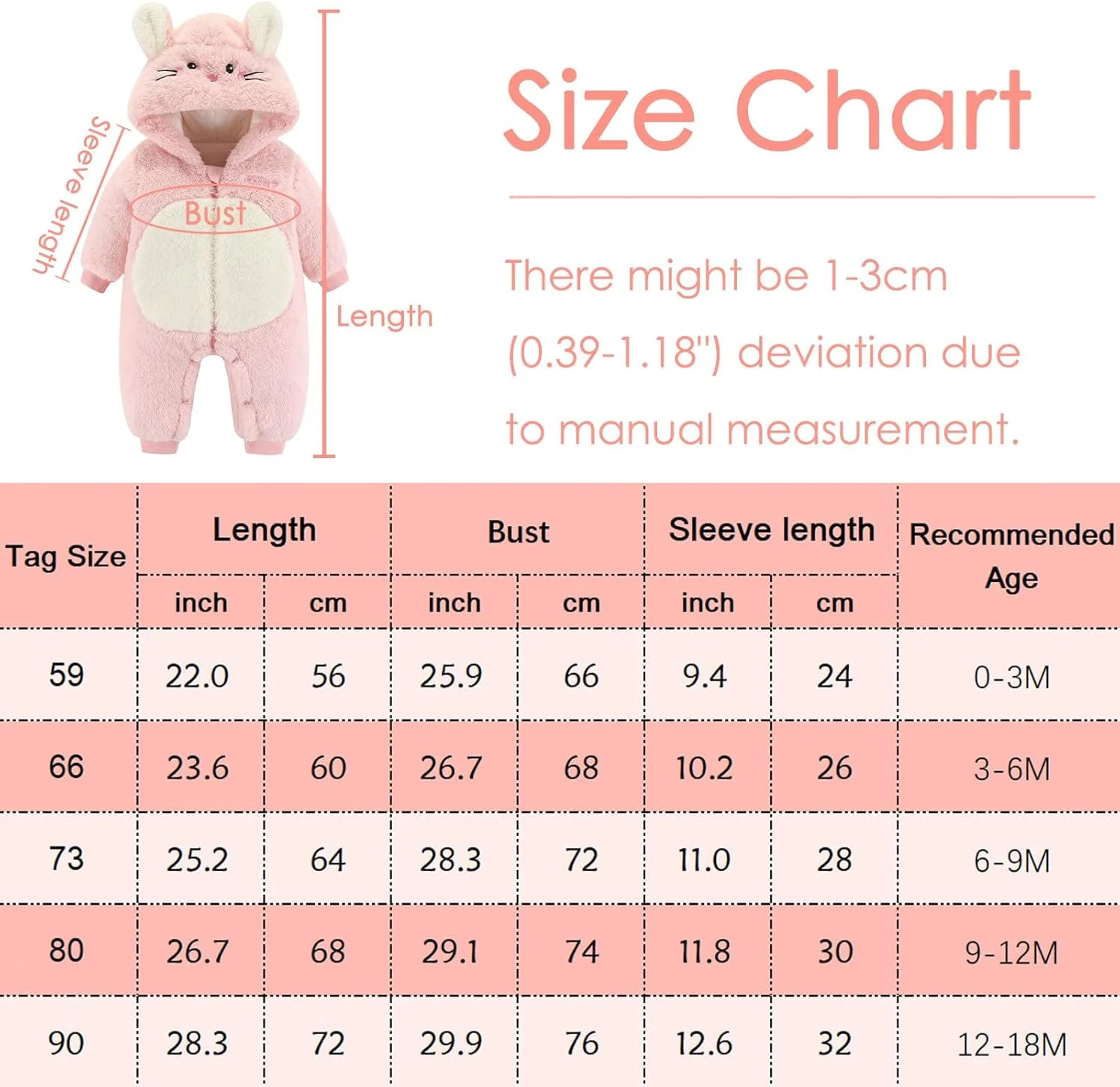 هپی چری - جامپسوت پشمی نوزادی آستین بلند کلاه دار، رامپر یک تکه گرم، لباس زمستانی نوزاد، لباس برفی کودک نوپا با گوش خرسی، بادی پنبه ای ضخیم و مخمل خواب دار برای 0-18 ماه هپی چری - جامپسوت پشمی نوزادی آستین بلند کلاه دار، رامپر یک تکه گرم، لباس زمستانی نوزاد، لباس برفی کودک نوپا با گوش خرسی، بادی پنبه ای ضخیم و مخمل خواب دار برای 0-18 ماه