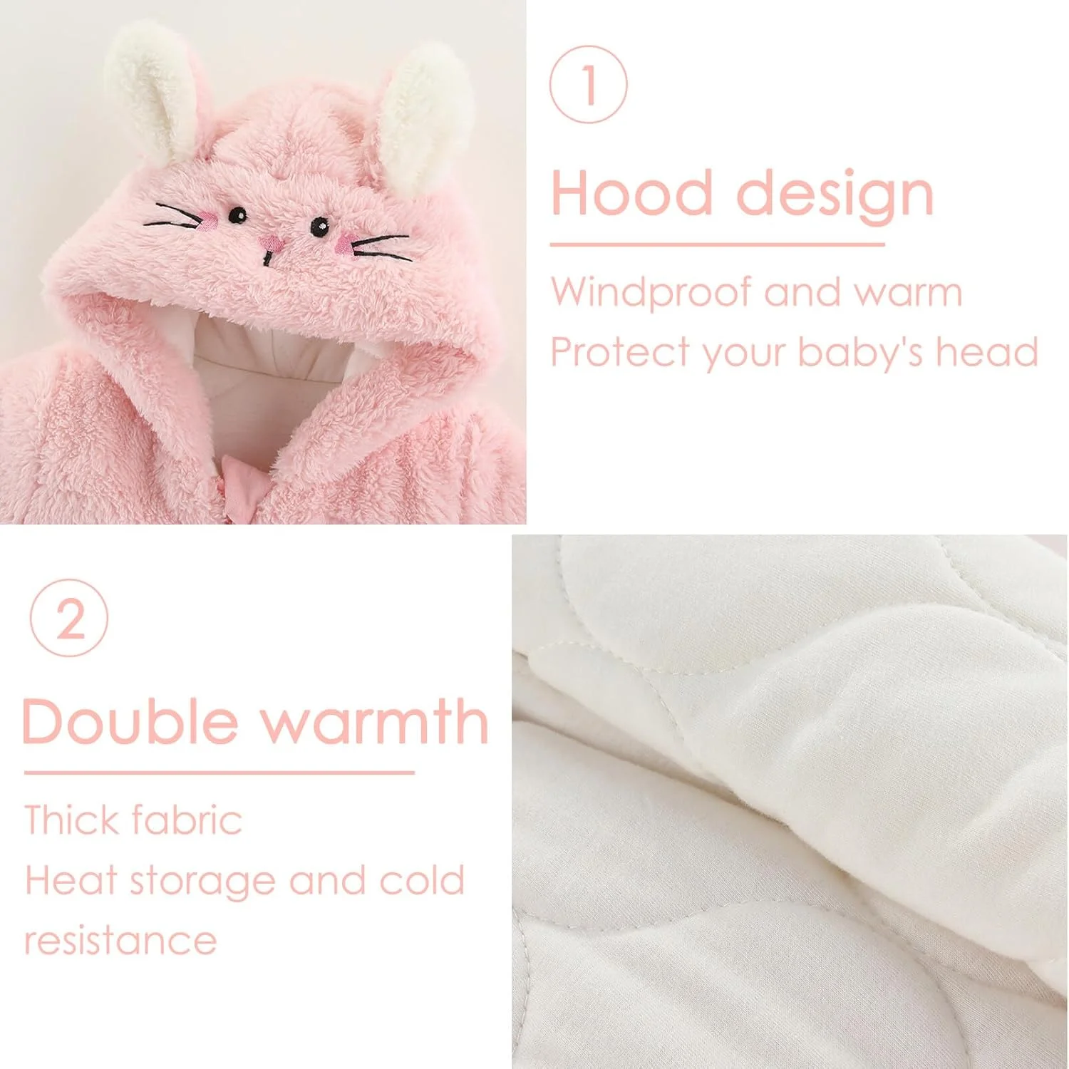 هپی چری - جامپسوت پشمی نوزادی آستین بلند کلاه دار، رامپر یک تکه گرم، لباس زمستانی نوزاد، لباس برفی کودک نوپا با گوش خرسی، بادی پنبه ای ضخیم و مخمل خواب دار برای 0-18 ماه هپی چری - جامپسوت پشمی نوزادی آستین بلند کلاه دار، رامپر یک تکه گرم، لباس زمستانی نوزاد، لباس برفی کودک نوپا با گوش خرسی، بادی پنبه ای ضخیم و مخمل خواب دار برای 0-18 ماه