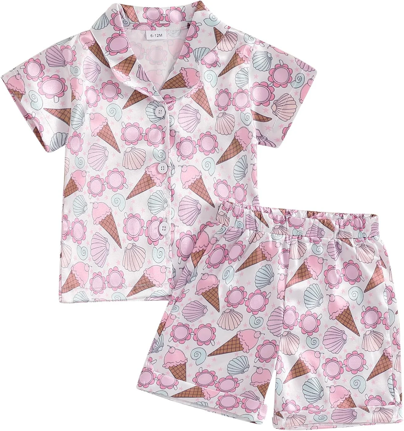 Geagodelia Toddler Baby Girl Satin Pajamas Outfits Short Sleeve Lapel Neck Bow/Floral/Fruit Print Shirts Tops with Elastic Shorts Sets Sleepwear Loungewear for Little Girls Geagodelia Toddler Baby Girl Satin Pajamas Outfits Short Sleeve Lapel Neck Bow/Floral/Fruit Print Shirts Tops with Elastic Shorts Sets Sleepwear Loungewear for Little Girls