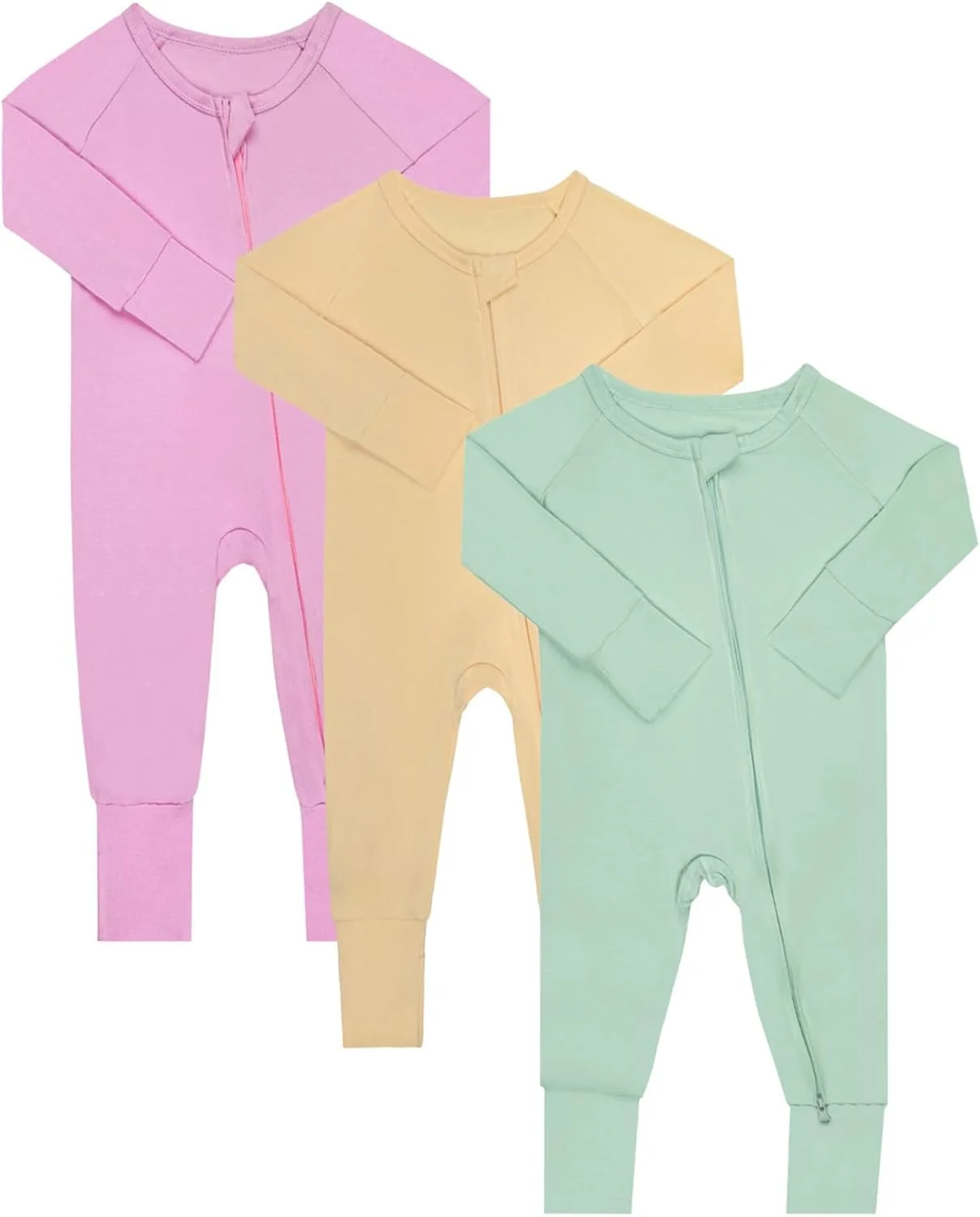 لباس خواب نوزادی بامبو گیسبی، دخترانه و پسرانه، بدون جوراب، دارای دستکش، 3 تکه، آستین بلند، مناسب برای خواب لباس خواب نوزادی بامبو گیسبی، دخترانه و پسرانه، بدون جوراب، دارای دستکش، 3 تکه، آستین بلند، مناسب برای خواب