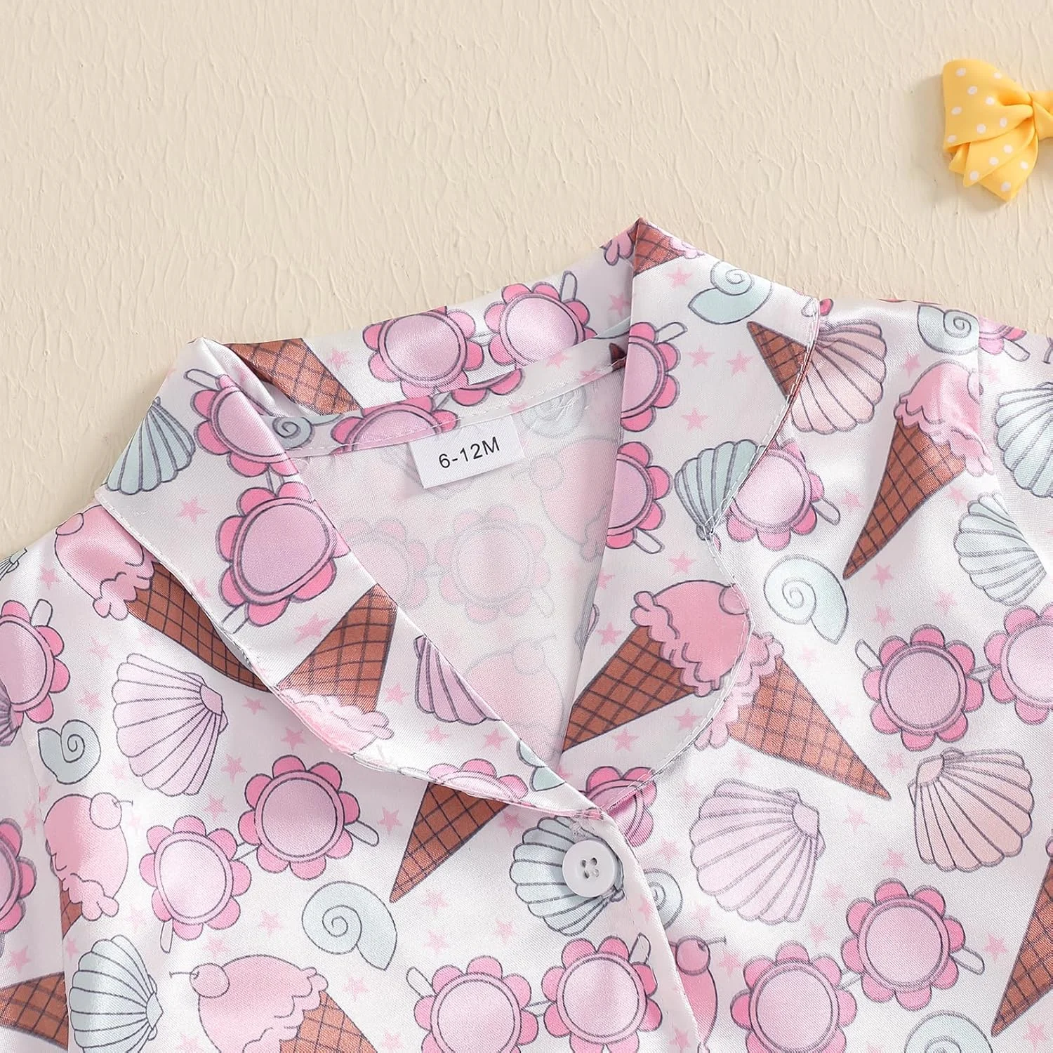 Geagodelia Toddler Baby Girl Satin Pajamas Outfits Short Sleeve Lapel Neck Bow/Floral/Fruit Print Shirts Tops with Elastic Shorts Sets Sleepwear Loungewear for Little Girls Geagodelia Toddler Baby Girl Satin Pajamas Outfits Short Sleeve Lapel Neck Bow/Floral/Fruit Print Shirts Tops with Elastic Shorts Sets Sleepwear Loungewear for Little Girls