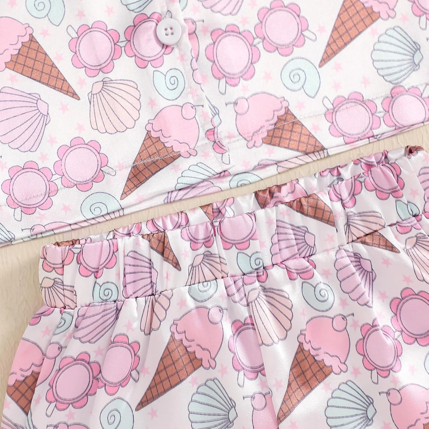 Geagodelia Toddler Baby Girl Satin Pajamas Outfits Short Sleeve Lapel Neck Bow/Floral/Fruit Print Shirts Tops with Elastic Shorts Sets Sleepwear Loungewear for Little Girls Geagodelia Toddler Baby Girl Satin Pajamas Outfits Short Sleeve Lapel Neck Bow/Floral/Fruit Print Shirts Tops with Elastic Shorts Sets Sleepwear Loungewear for Little Girls