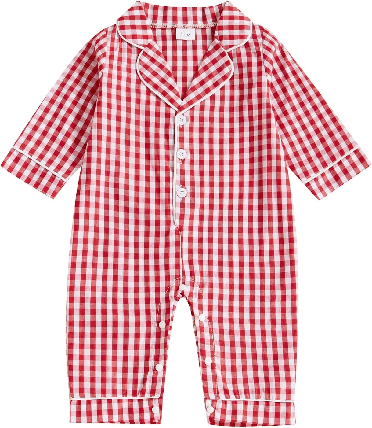 لباس خواب نوزادی Geagodelia، رامپر، لباس سرهمی آستین بلند چهارخانه، یقه برگردان دکمه دار مناسب خواب و استراحت نوزاد پسر و دختر لباس خواب نوزادی Geagodelia، رامپر، لباس سرهمی آستین بلند چهارخانه، یقه برگردان دکمه دار مناسب خواب و استراحت نوزاد پسر و دختر