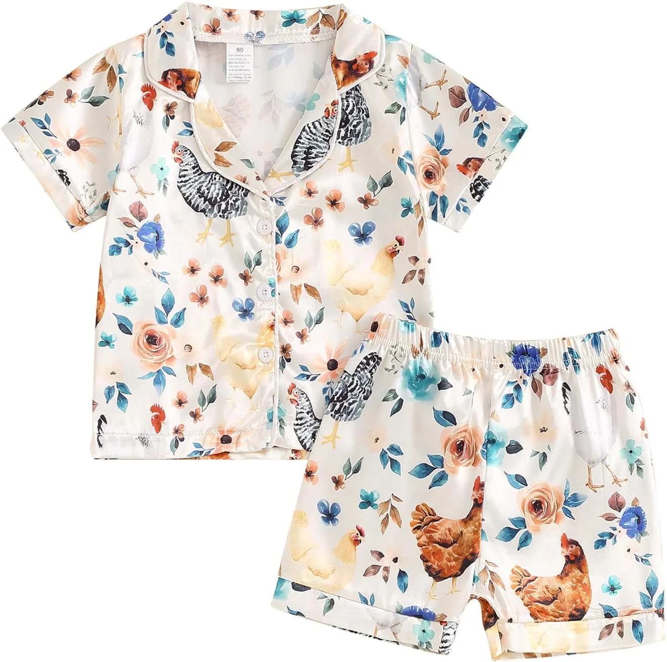 Fsadfeas لباس خواب دخترانه بچگانه کریسمس ولنتاین، تاپ دکمه دار با طرح زیبا + شلوار، ست لباس خواب ساتن ابریشمی