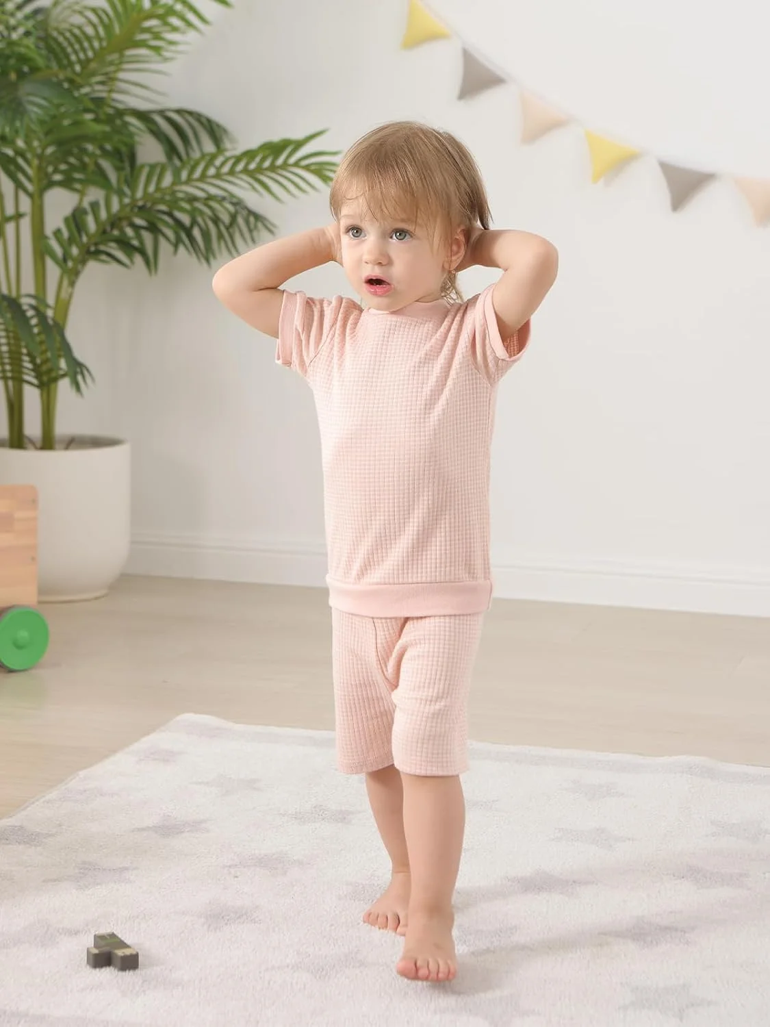 ست تیشرت و شورت آستین کوتاه نخی بچه گانه GUISBY، لباس خواب وافل برای دختر و پسر ست تیشرت و شورت آستین کوتاه نخی بچه گانه GUISBY، لباس خواب وافل برای دختر و پسر