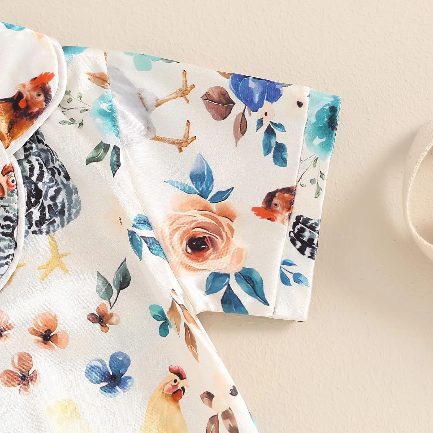 Fsadfeas لباس خواب دخترانه بچگانه کریسمس ولنتاین، تاپ دکمه دار با طرح زیبا + شلوار، ست لباس خواب ساتن ابریشمی