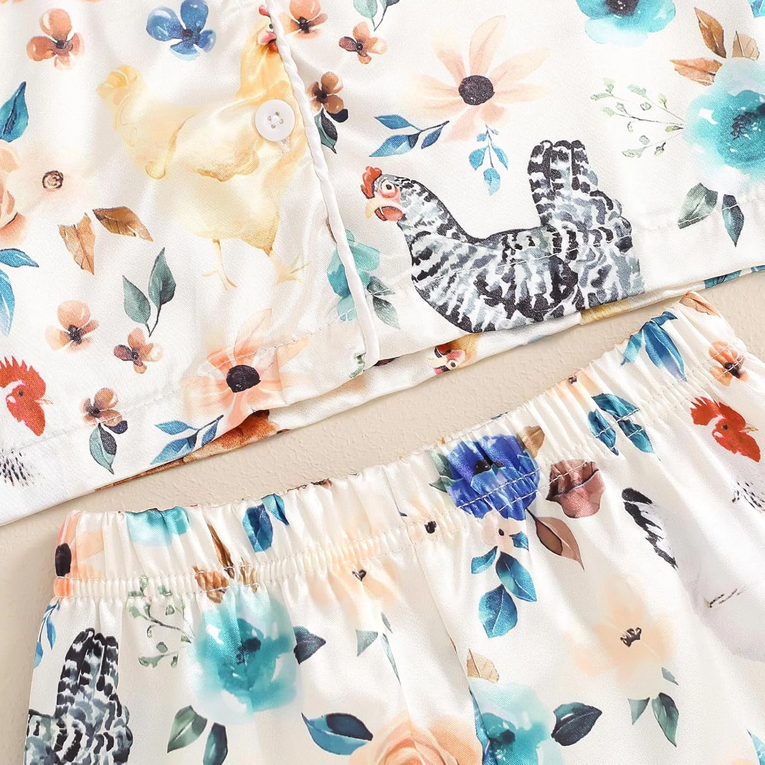 Fsadfeas لباس خواب دخترانه بچگانه کریسمس ولنتاین، تاپ دکمه دار با طرح زیبا + شلوار، ست لباس خواب ساتن ابریشمی