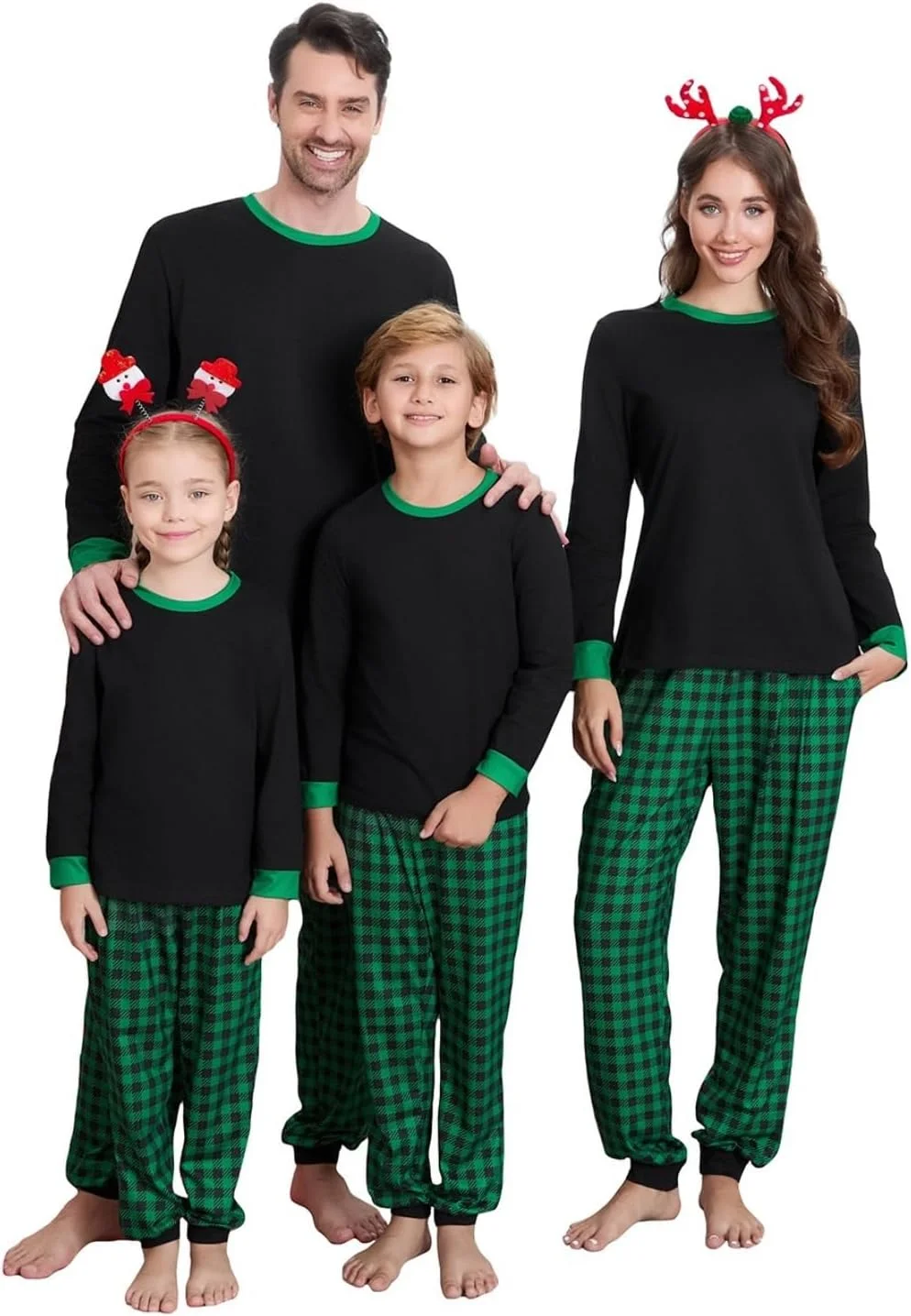 ست لباس خواب خانوادگی Ingerie، تاپ آستین بلند نخی با شلوار چهارخانه بوفالو، لباس راحتی کریسمس