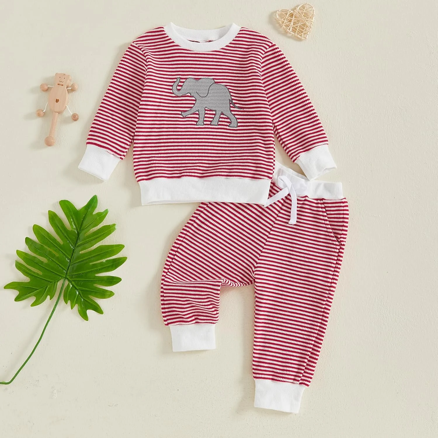 ست لباس گرمکن پسرانه Geagodelia مناسب 18-24 ماه، بلوز آستین بلند با گلدوزی حیوانات و شلوار کمر کشی با جیب، ست 2 تکه لباس پسرانه 2-3 ساله