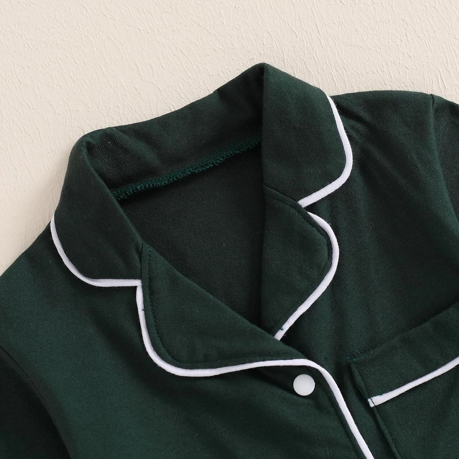 ست لباس خواب بچه گانه MAHUAOYIXI، پیژامه های یکدست دخترانه و پسرانه، آستین بلند، یقه برگردان، دکمه دار، تاپ و شلوار بلند با کمر کشی، لباس خواب دو تکه، لباس راحتی، لباس شب