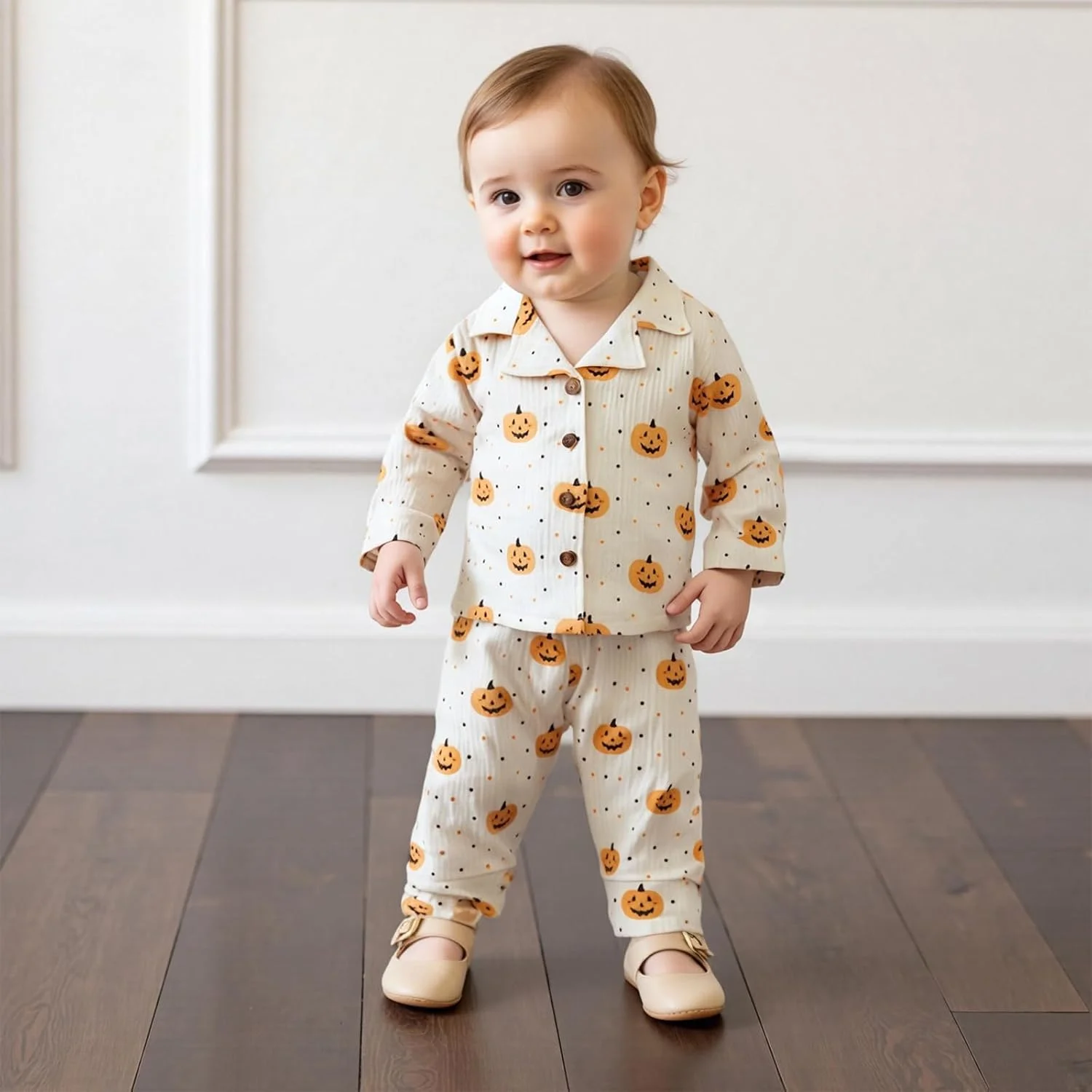 ست لباس خواب هالووین Kavousa برای کودکان، ست لباس راحتی آستین بلند تاپ و شلوار پسرانه و دخترانه ست لباس خواب هالووین Kavousa برای کودکان، ست لباس راحتی آستین بلند تاپ و شلوار پسرانه و دخترانه