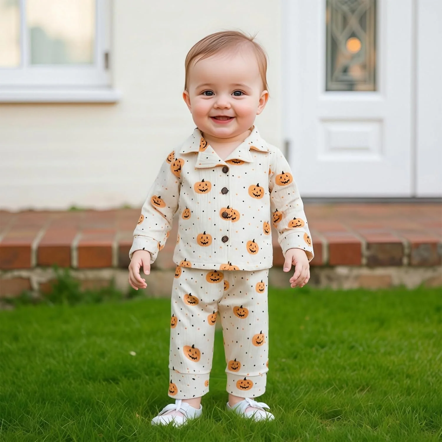 ست لباس خواب هالووین Kavousa برای کودکان، ست لباس راحتی آستین بلند تاپ و شلوار پسرانه و دخترانه ست لباس خواب هالووین Kavousa برای کودکان، ست لباس راحتی آستین بلند تاپ و شلوار پسرانه و دخترانه