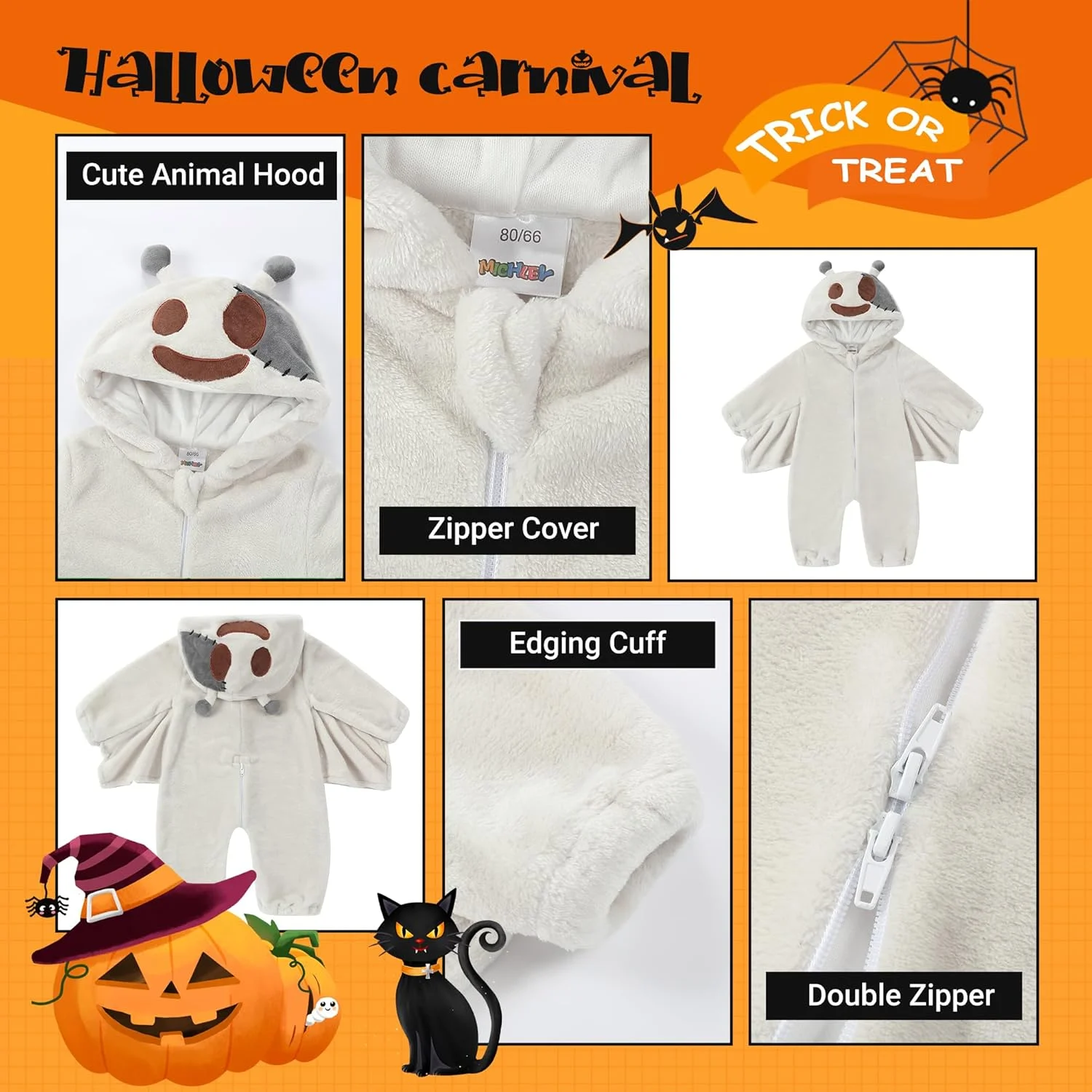 لباس سرهمی نوزادی پسرانه دخترانه هالووین COOKY.D، جامپسوت فلانل، لباس خواب کارناوال نوزادان 0-4 سال