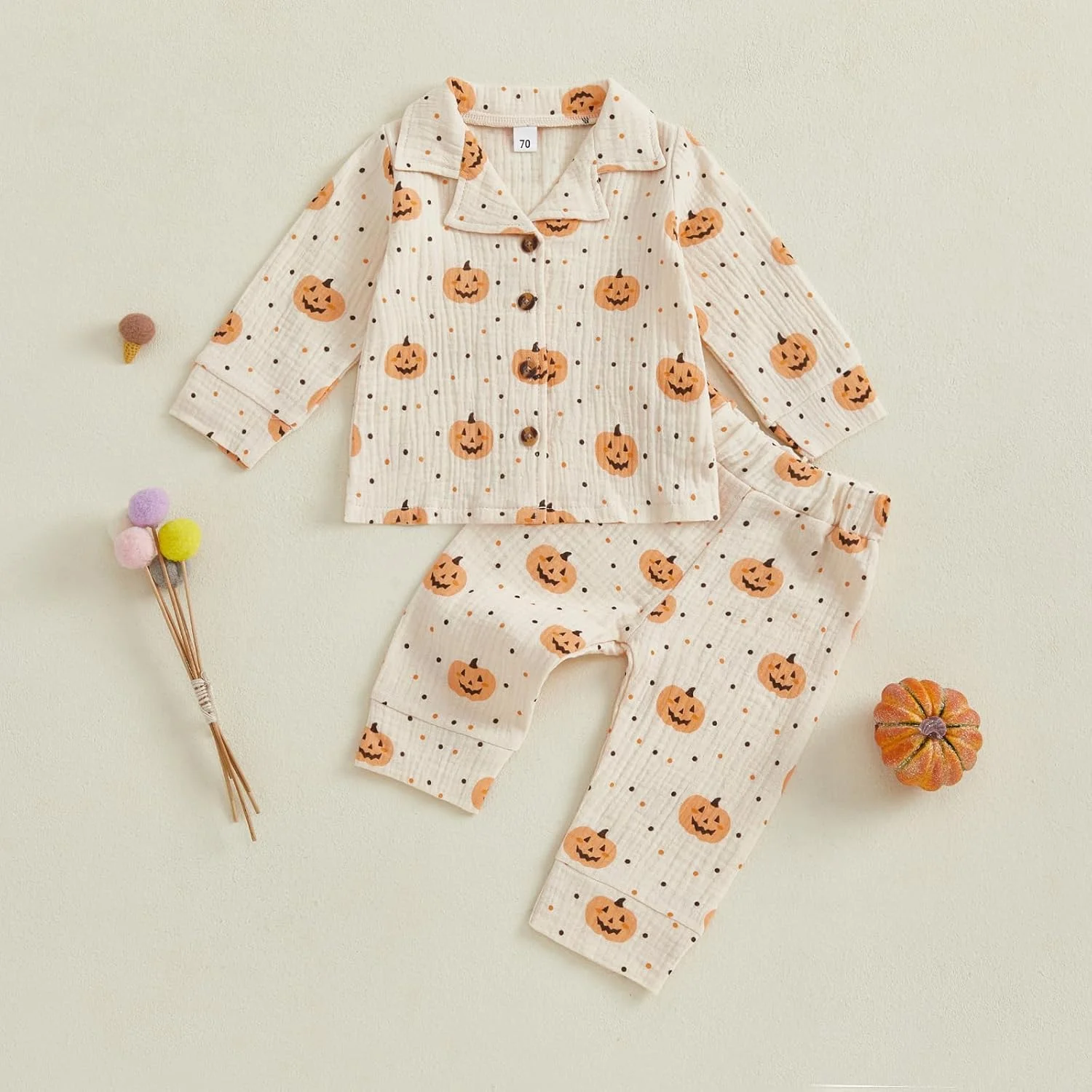 ست لباس خواب هالووین Kavousa برای کودکان، ست لباس راحتی آستین بلند تاپ و شلوار پسرانه و دخترانه ست لباس خواب هالووین Kavousa برای کودکان، ست لباس راحتی آستین بلند تاپ و شلوار پسرانه و دخترانه