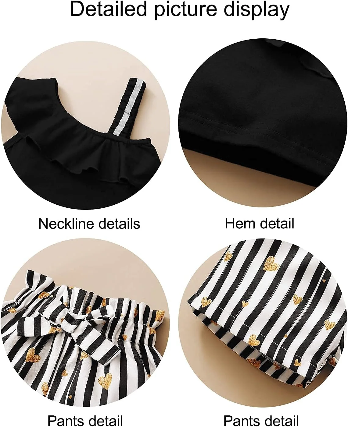 لباس دخترانه DISAUR (12 ماهه تا 5 سال) ست لباس تابستانی دخترانه شامل تاپ بدون آستین با سرشانه باز و شورت گلدار مشکی