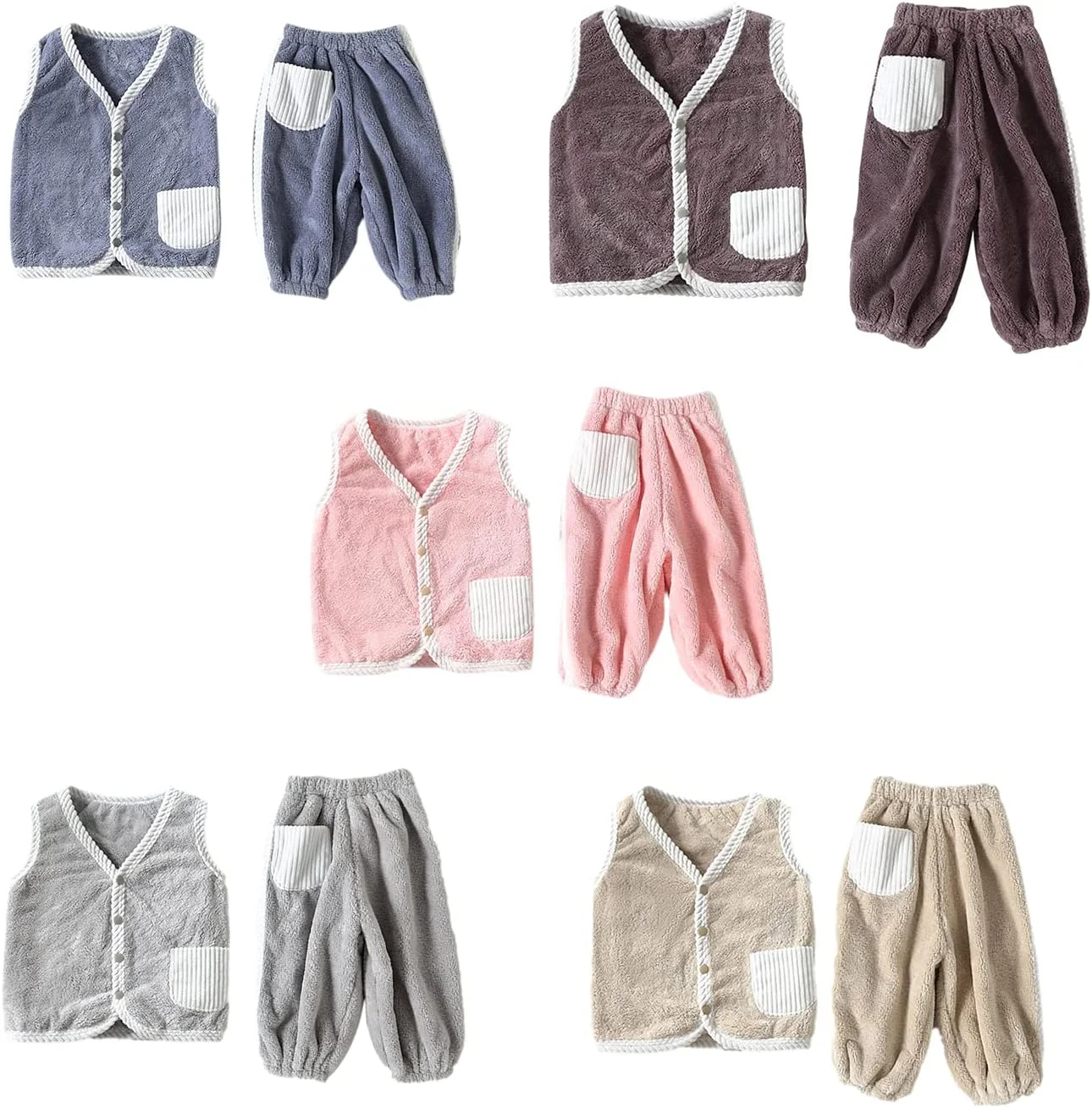 ست لباس نوزادی دو رو کرکی شامل جلیقه و شلوار راحتی ست لباس نوزادی دو رو کرکی شامل جلیقه و شلوار راحتی