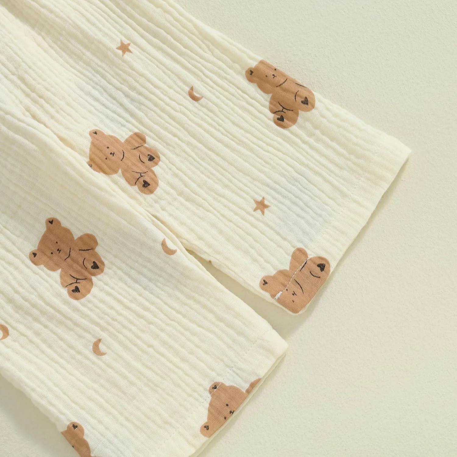 ست لباس خواب بچه گانه MAHUAOYIXI، پیراهن آستین بلند با طرح خرس کارتونی و شلوار بلند کشی، مناسب استفاده روزانه و استراحت برای کودکان کوچک