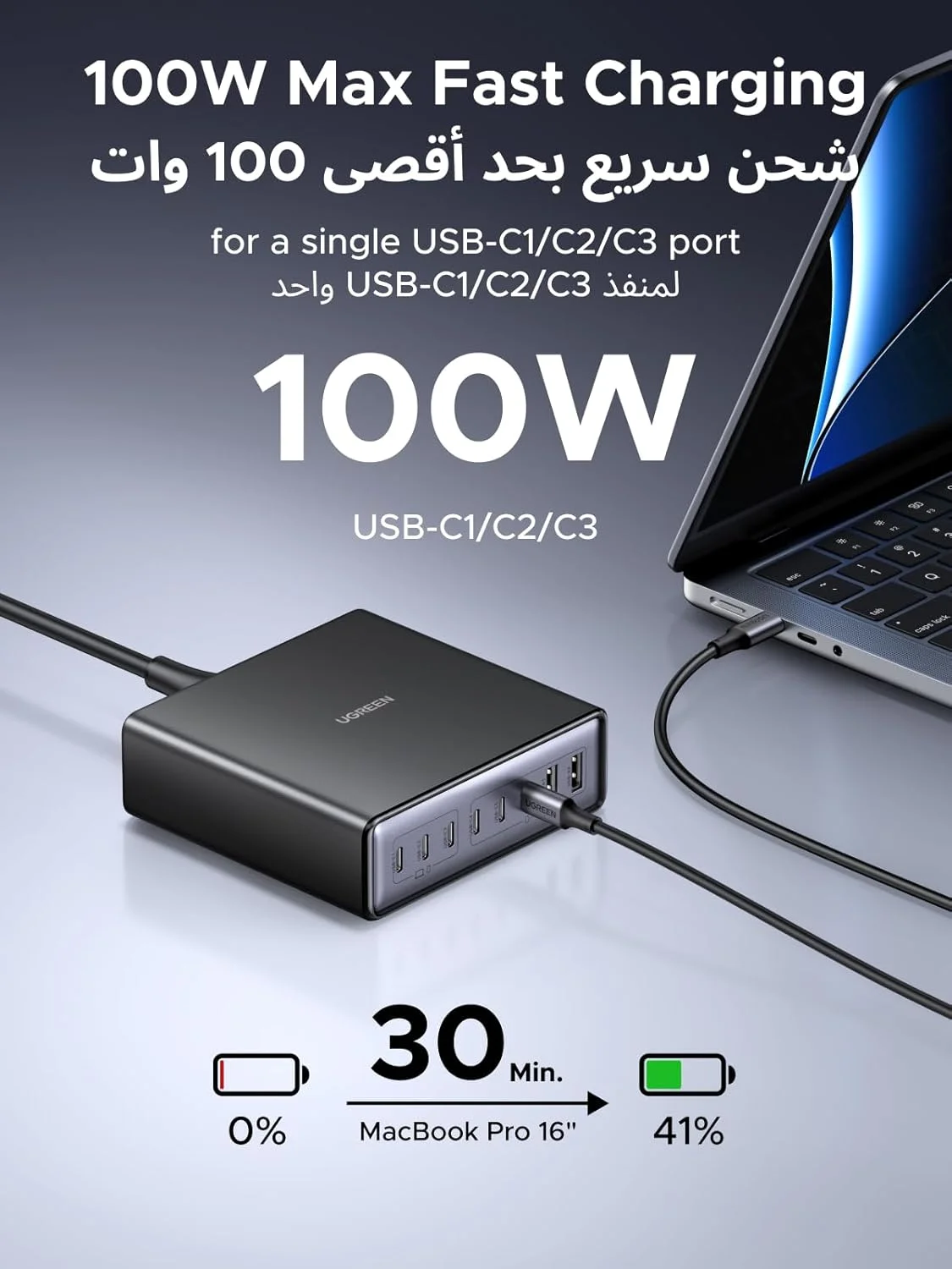 ایستگاه شارژ USB C هشت پورت 200 واتی UGREEN Nexode، آداپتور شارژ سریع GaN با محافظت چندگانه، شارژر پایه رومیزی پایدار برای MacBook Pro/Laptop/iPhone 17/Samsung S25/S24 (سیم دوشاخه 2 متری) ایستگاه شارژ USB C هشت پورت 200 واتی UGREEN Nexode، آداپتور شارژ سریع GaN با محافظت چندگانه، شارژر پایه رومیزی پایدار برای MacBook Pro/Laptop/iPhone 17/Samsung S25/S24 (سیم دوشاخه 2 متری)
